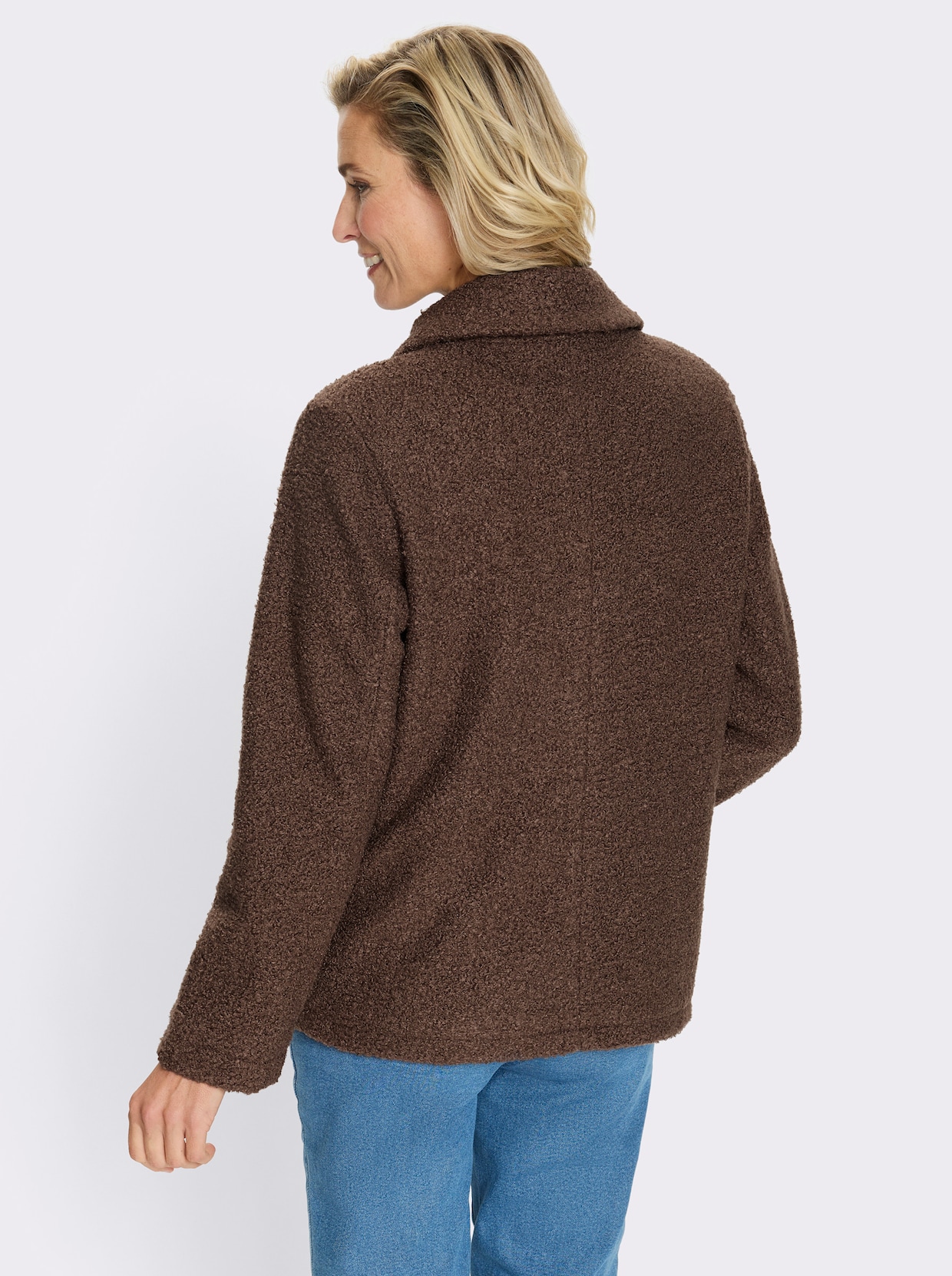 Boucléjack voor normale wintertemperaturen - chocolade