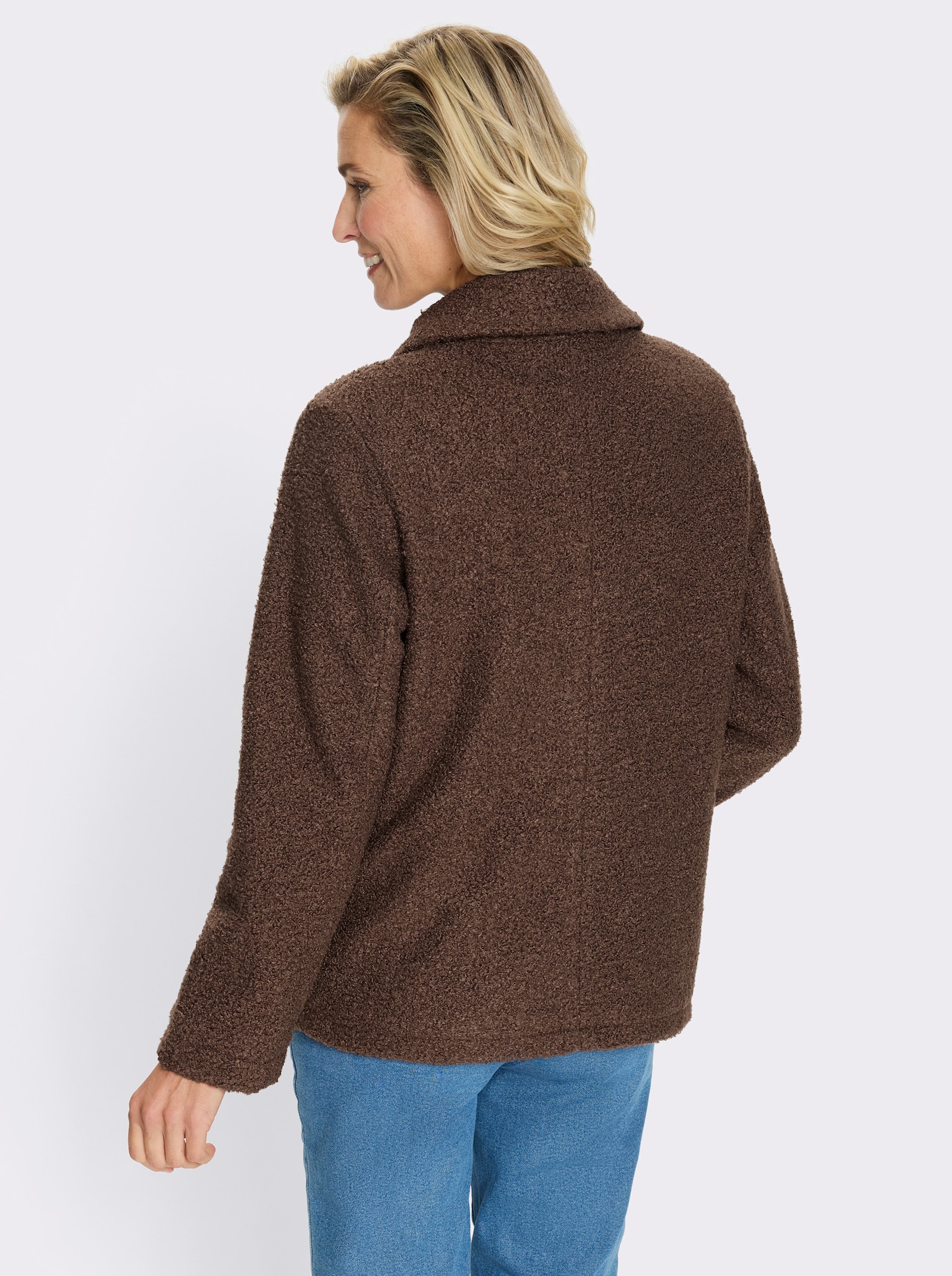 Boucléjack voor normale wintertemperaturen - chocolade