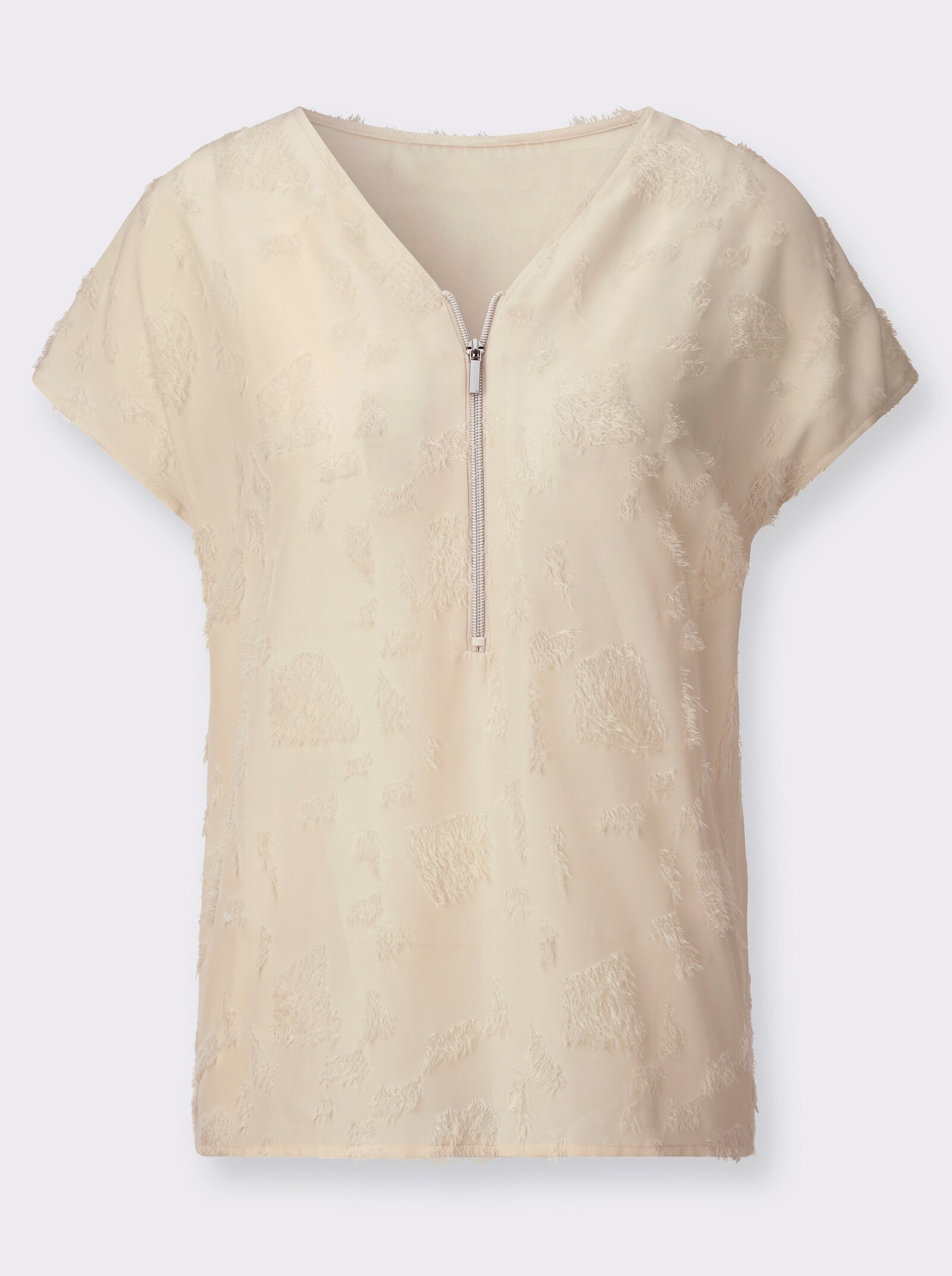 Schlupf-Bluse mit Fransen - elfenbein
