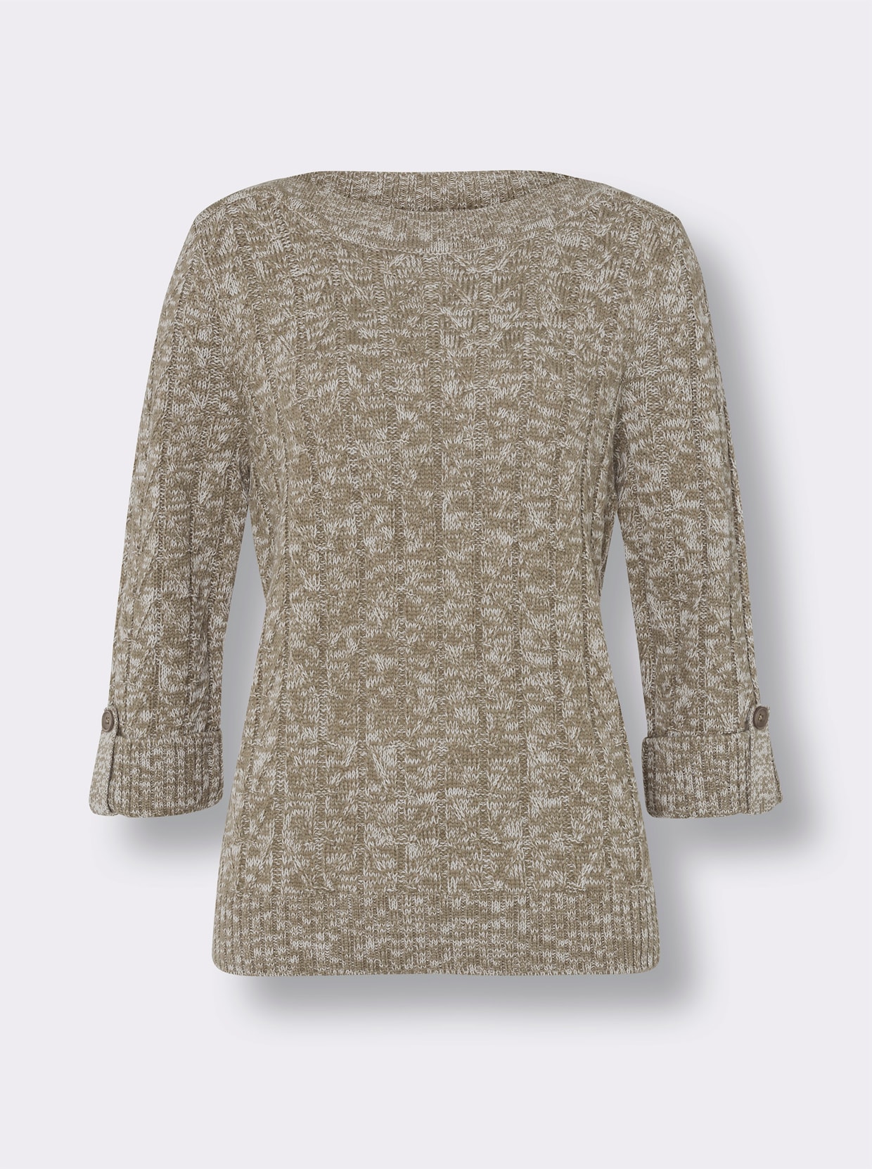 Pullover met 3/4-mouwen - taupe/ecru gemêleerd