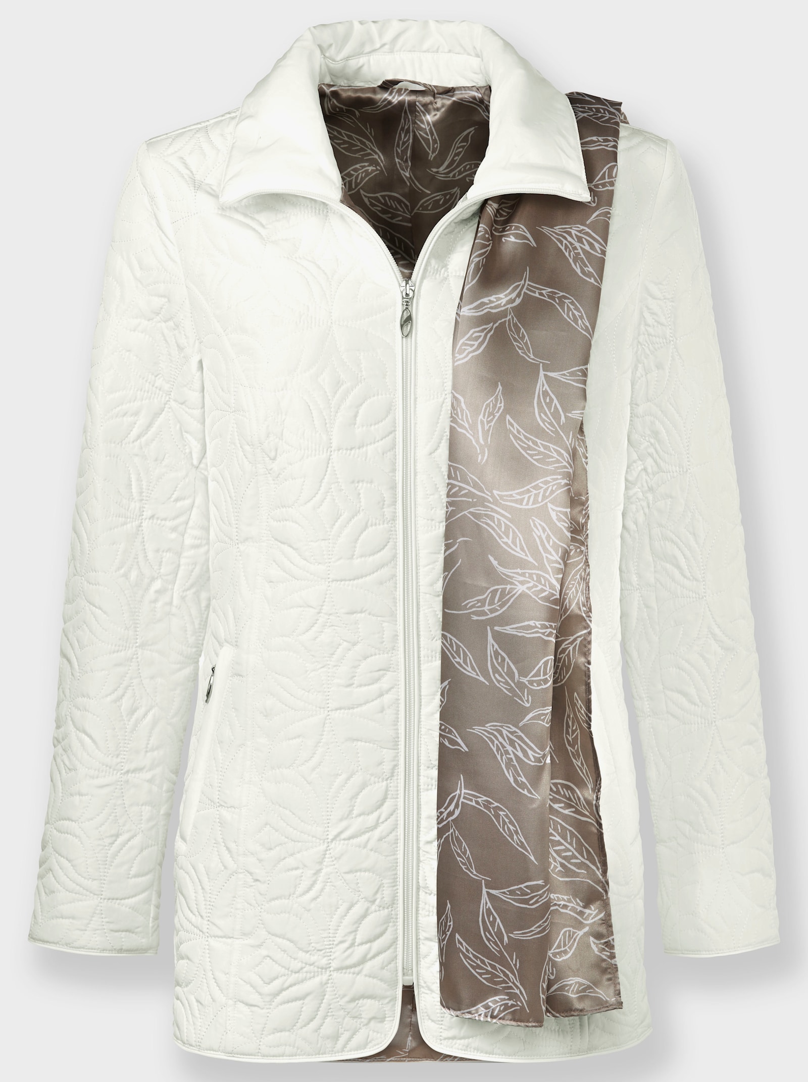 Steppjacke mit Schal - ecru