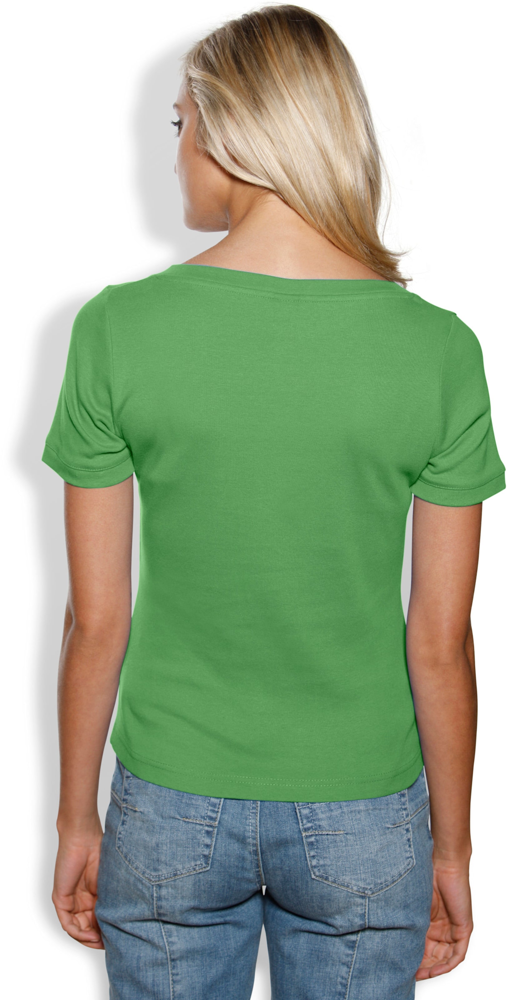 mit Figur günstig Kaufen-Carré-Shirt in grün von heine. Carré-Shirt in grün von heine <![CDATA[Carré-Shirt Mit großzügigem Ausschnitt. Aus trageangenehmer, feiner Rippenware. Figurbetonte Form.]]>. 
