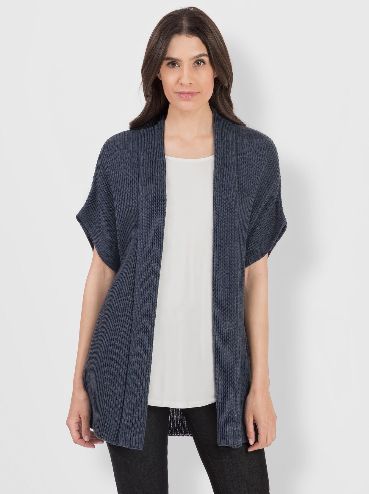 Strickweste - marine-meliert