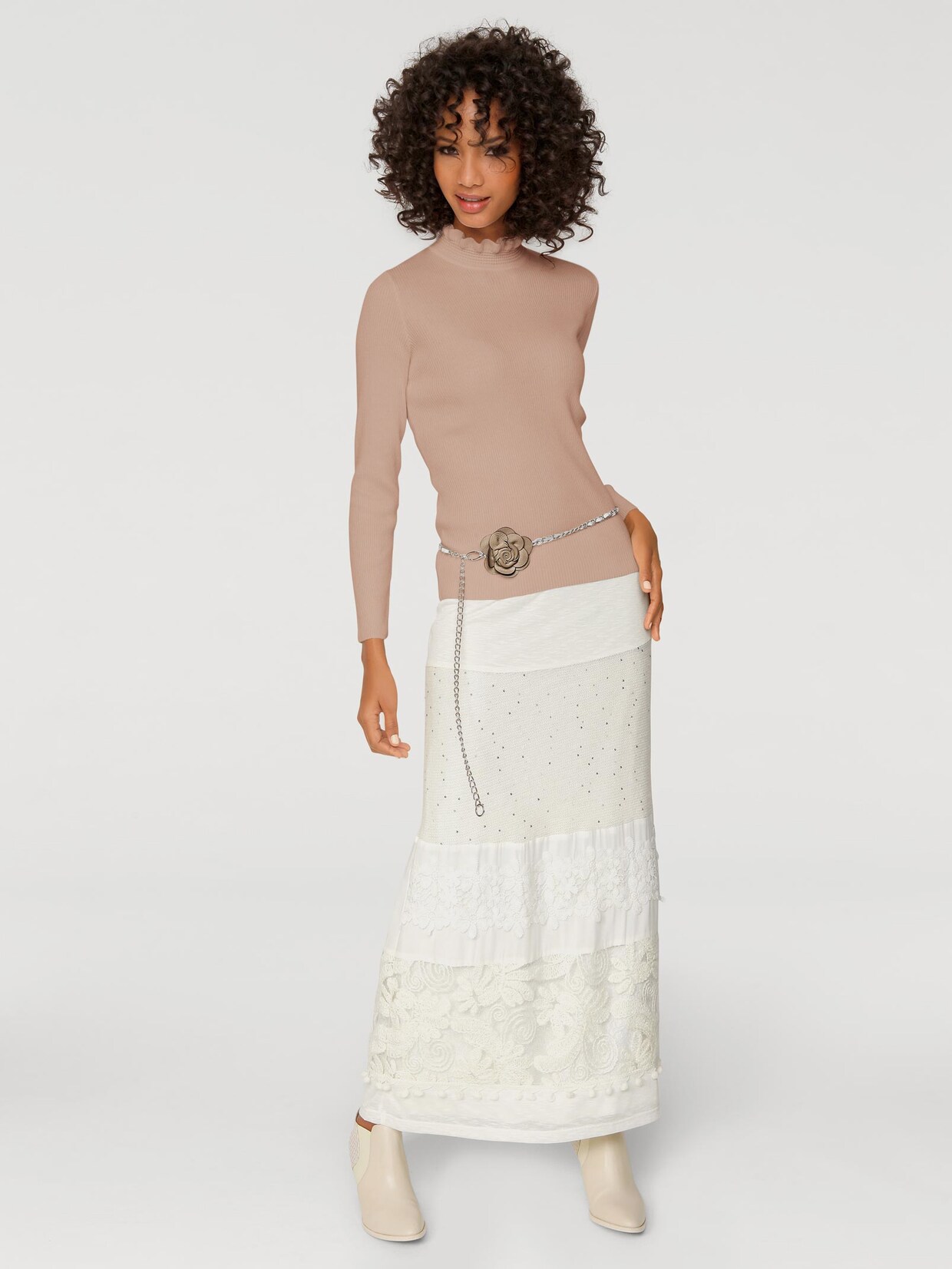 Linea Tesini Stehkragen-Pullover - rosé