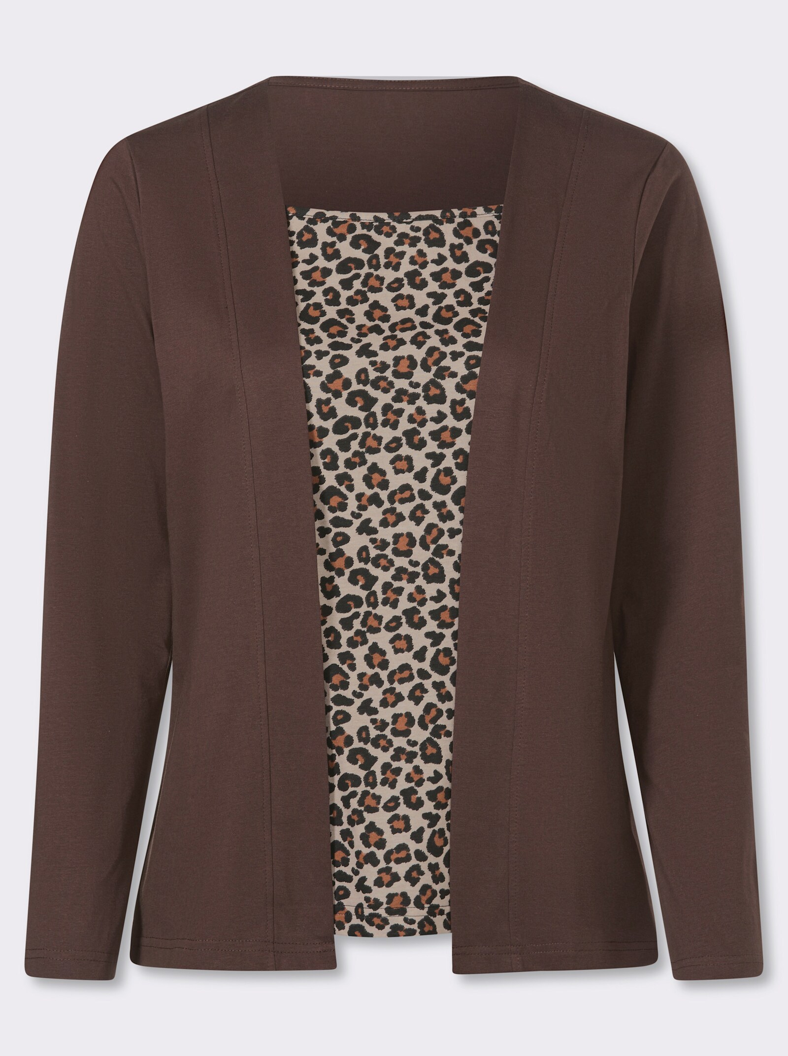 2-in-1-Shirt mit Animal-Print - schoko