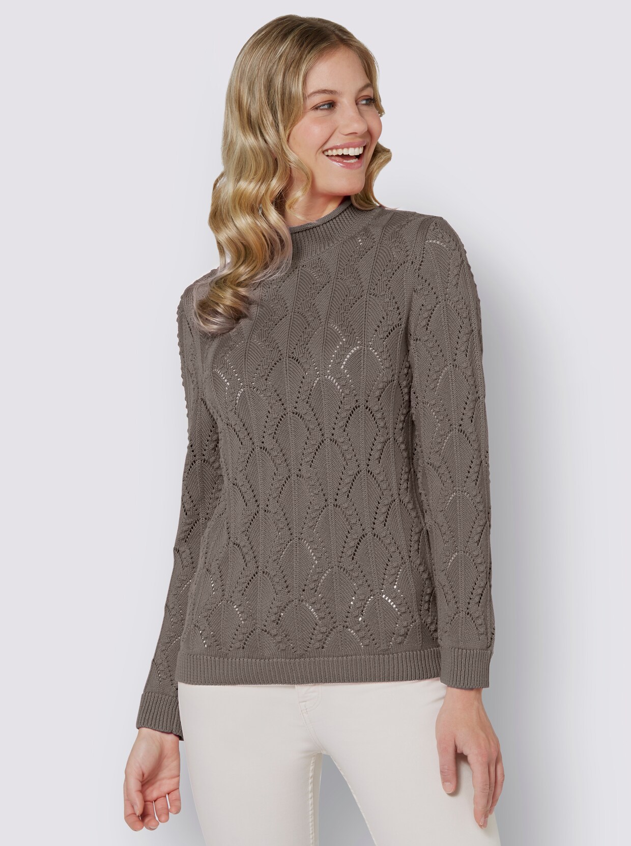 Langarm-Pullover - taupe