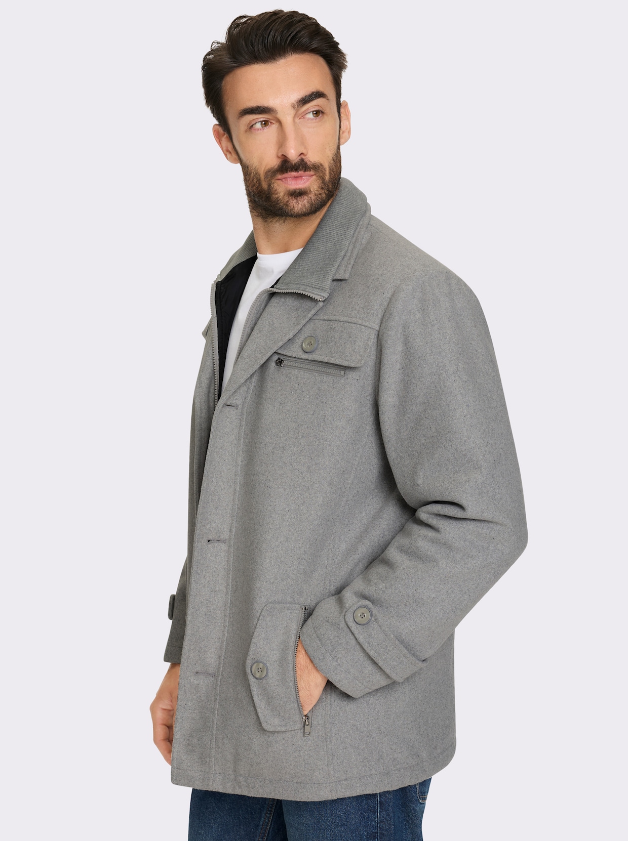 Marco Donati Longjacke - steingrau-meliert