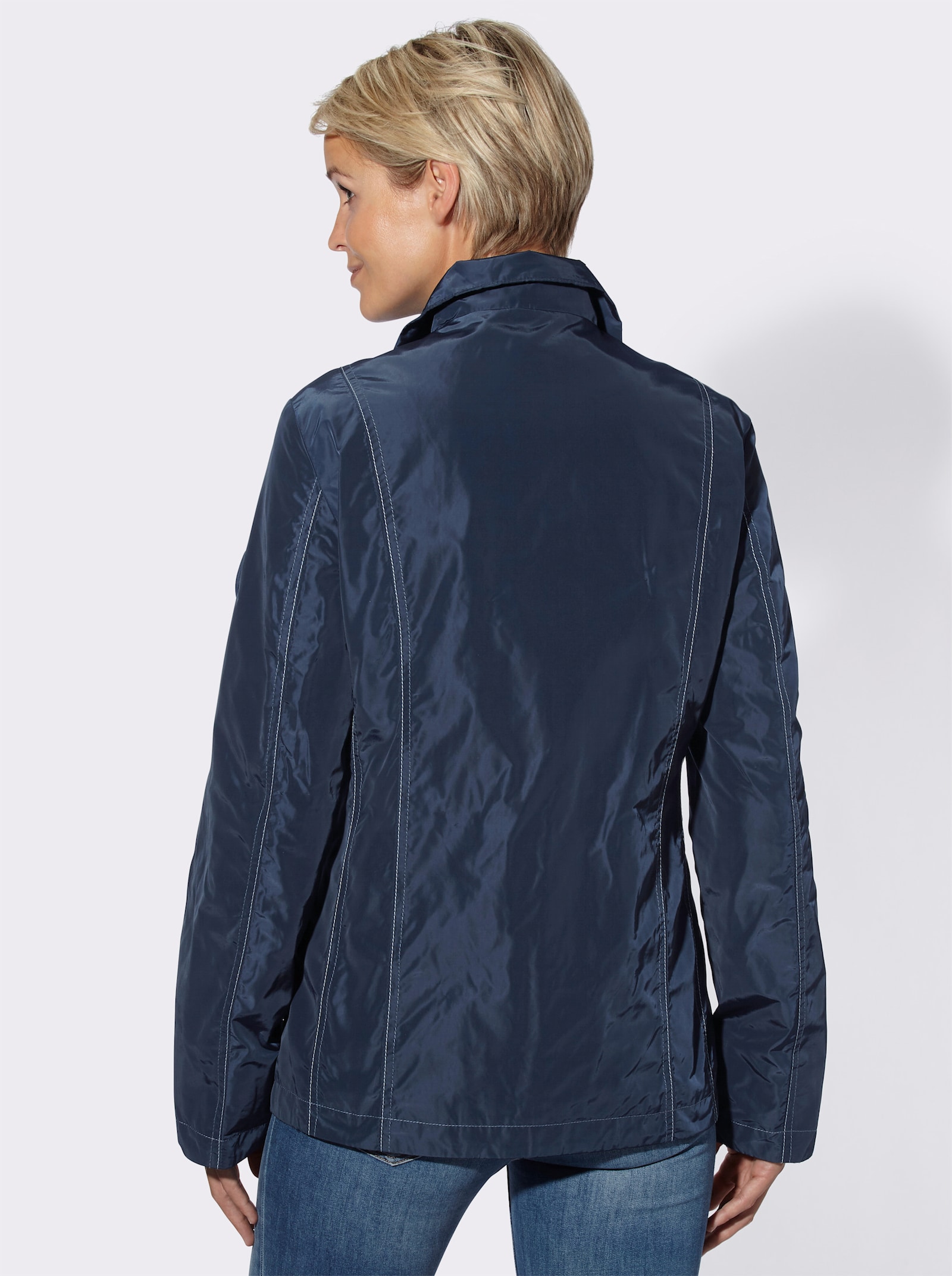 Übergangsjacke mit kontrastfarbigen Ziernähten - marine