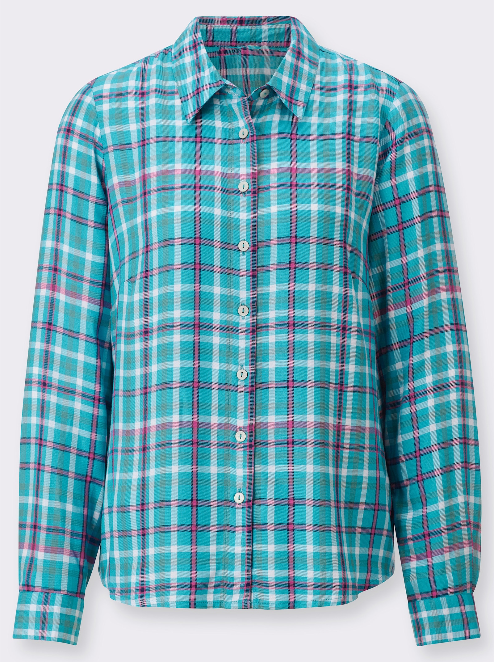 Karobluse im garngefärbten Dessin - ozean-dunkelblau-kariert