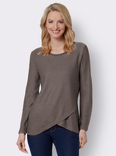 Langarm-Pullover - taupe