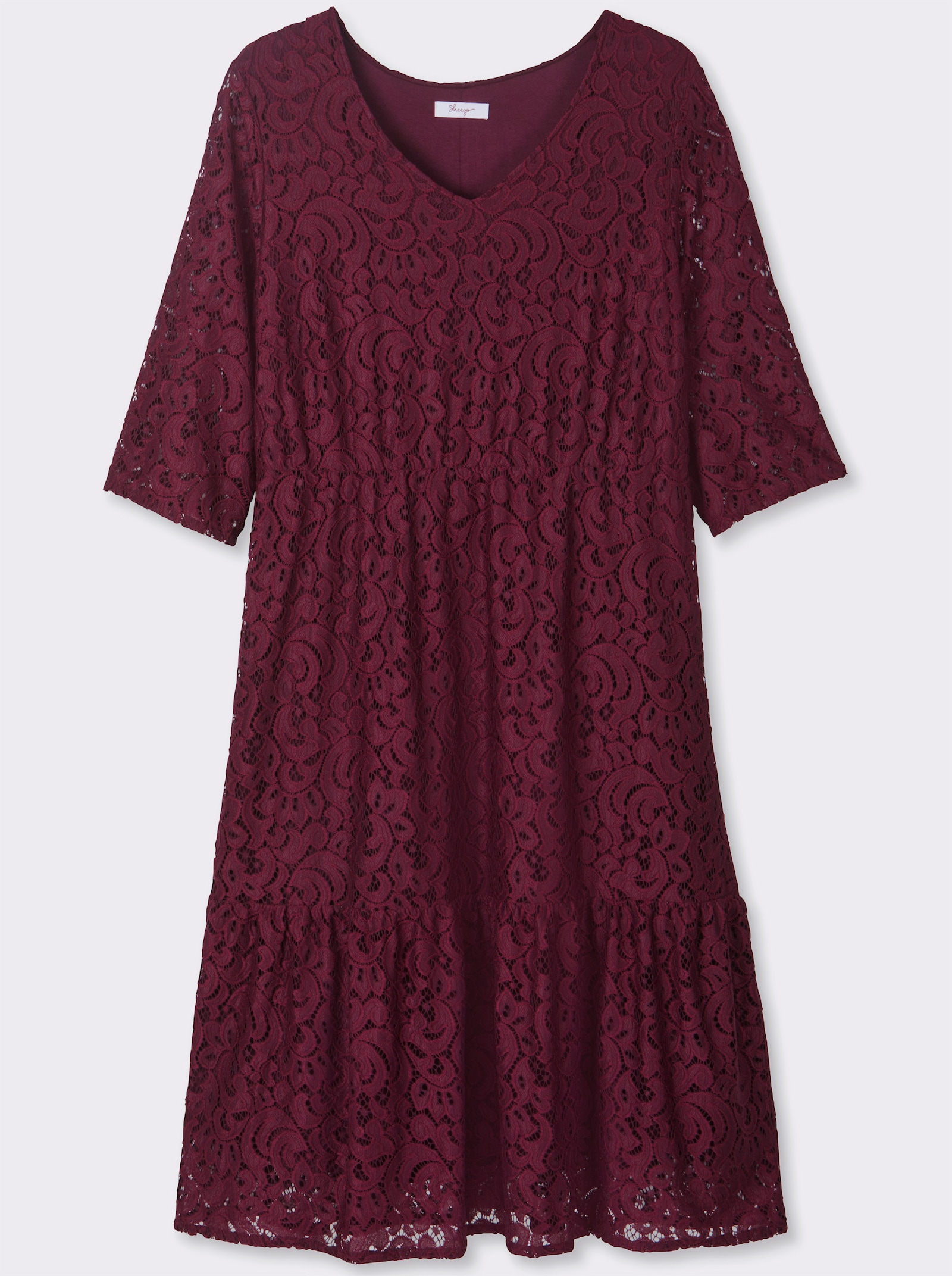 sheego Spitzenkleid mit blickdichtem Futter - burgund