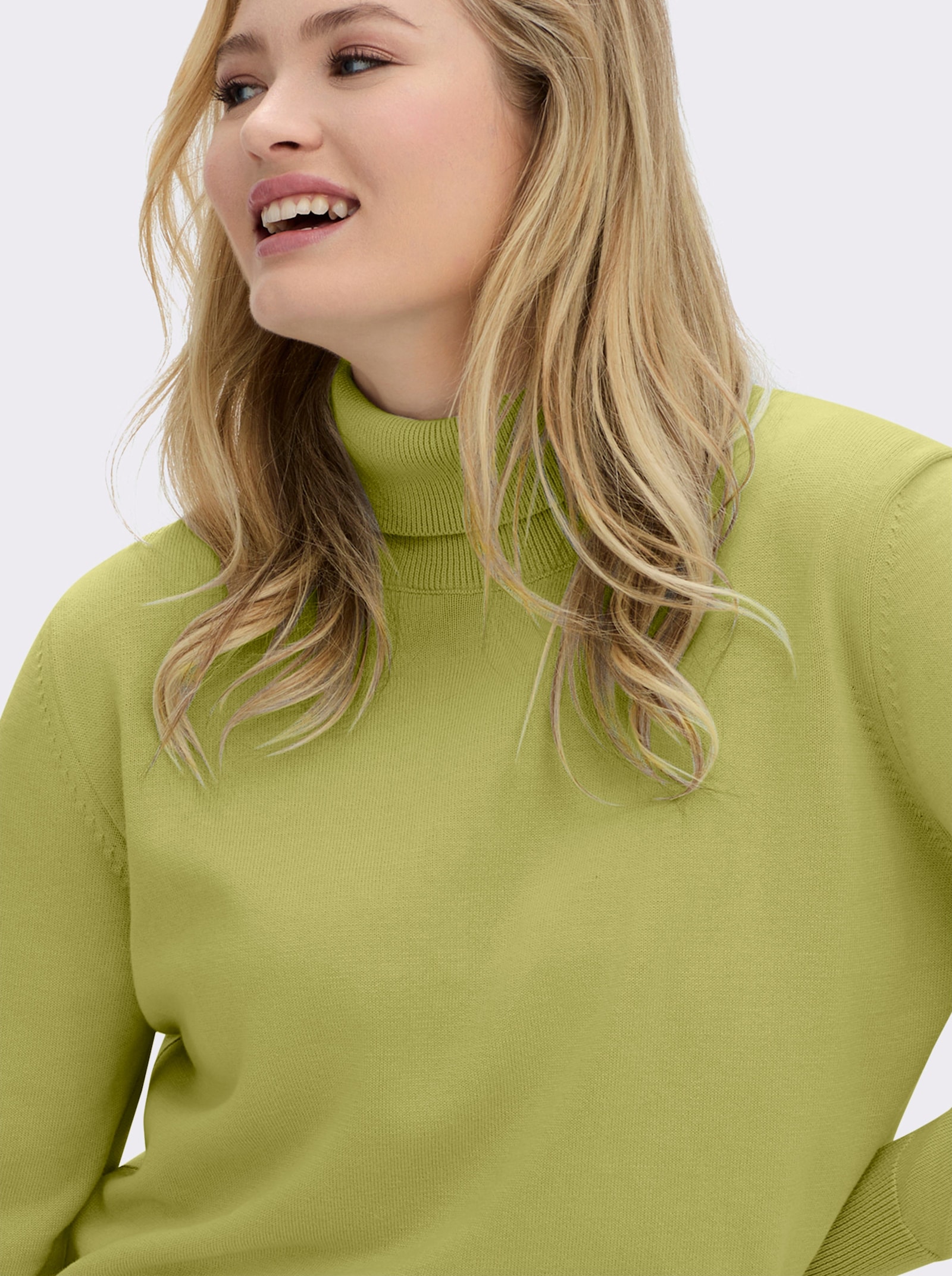 Rollkragenpullover aus reiner Baumwolle - grün