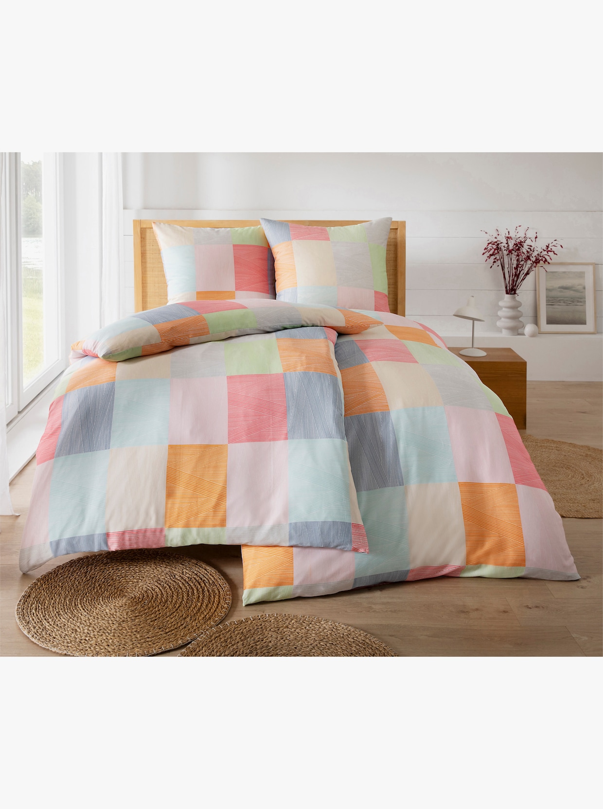 Irisette Linge de lit - turquoise-mandarine imprimé