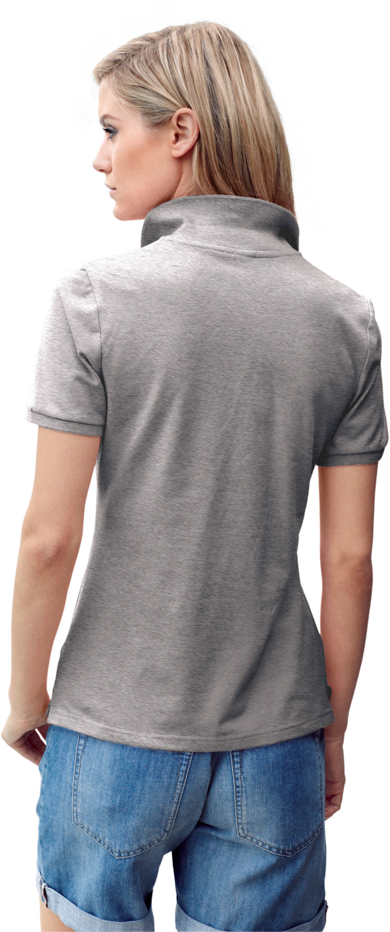 Shirt Gr günstig Kaufen-Poloshirt in grau-melange von heine. Poloshirt in grau-melange von heine <![CDATA[Poloshirt Klassischer Polo-Style. Figurnahe, taillierte Form. Herrlich weiche, leichte Pikee-Qualität.]]>. 