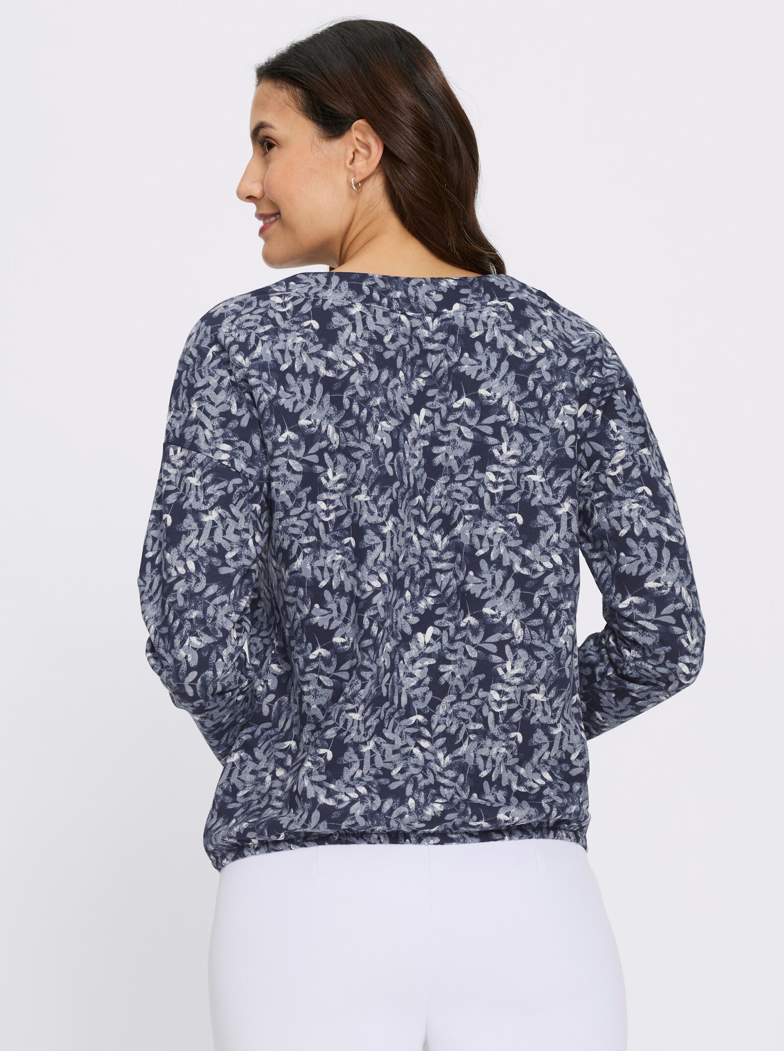 Print-Shirt - marine-grau-bedruckt