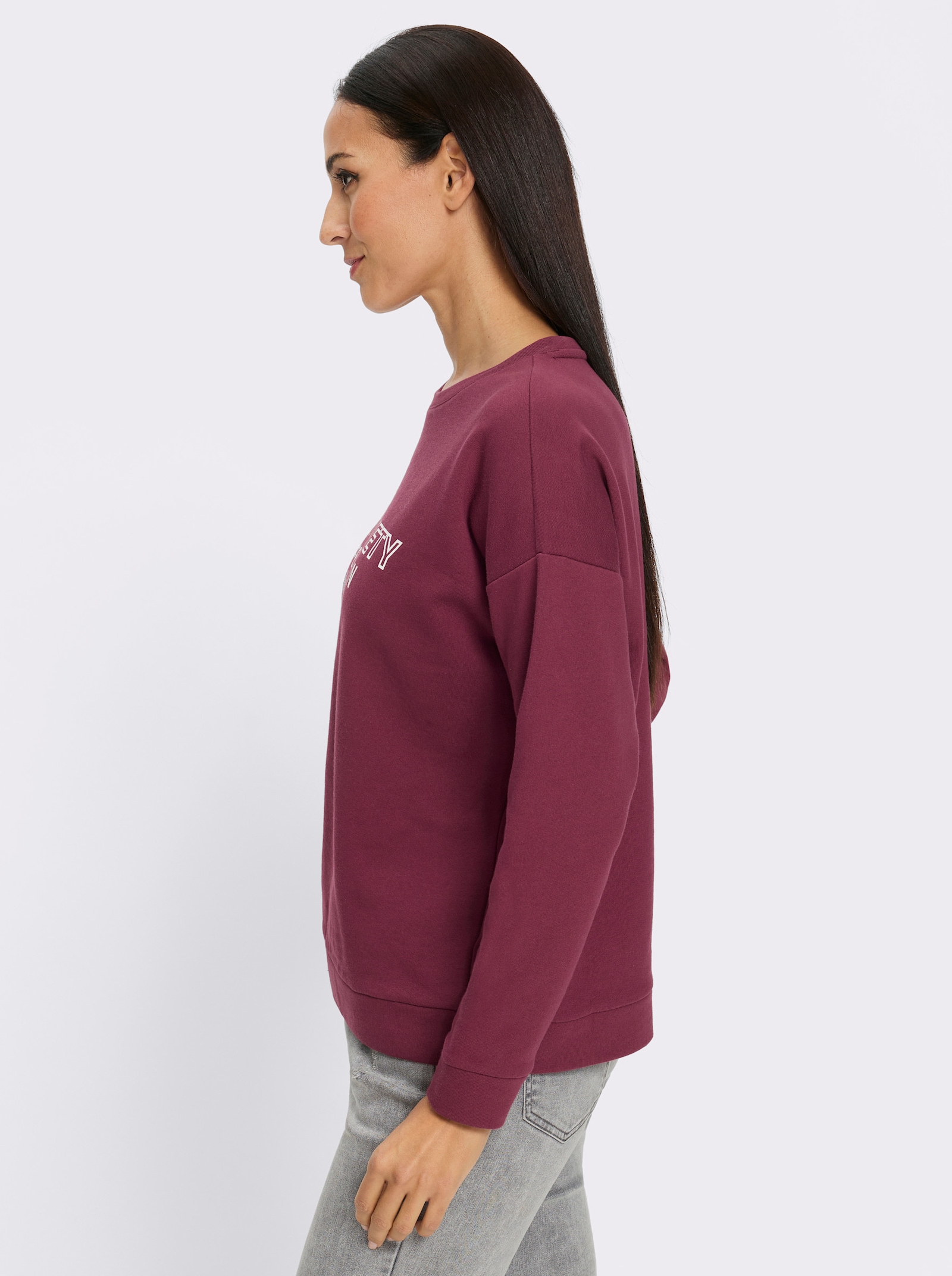 heine Sweatshirt mit Ziersteinchen - bordeaux