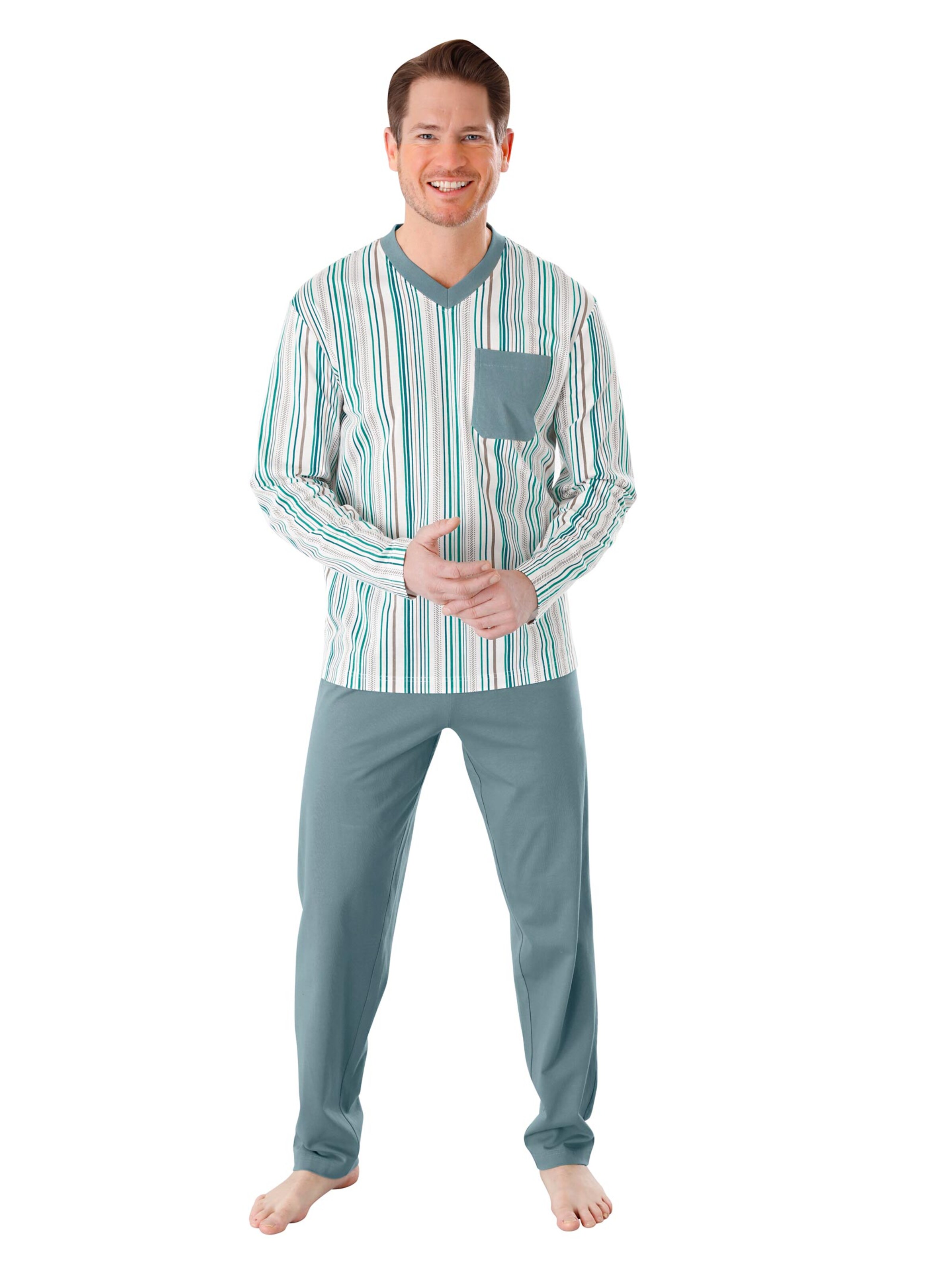 Schlafanzug - grün-gestreift