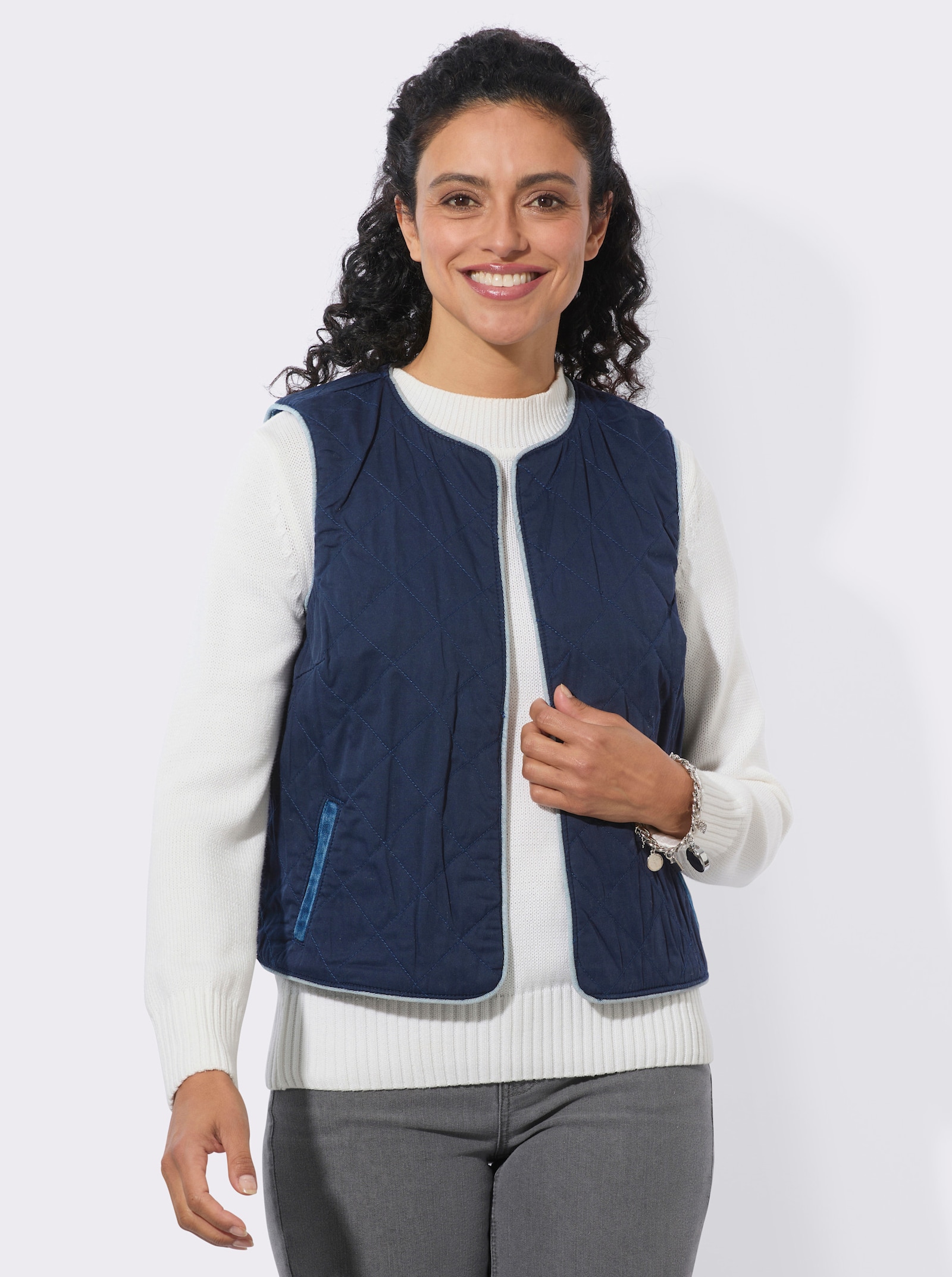  Wendeweste in Patch-Optik - jeansblau-gemustert