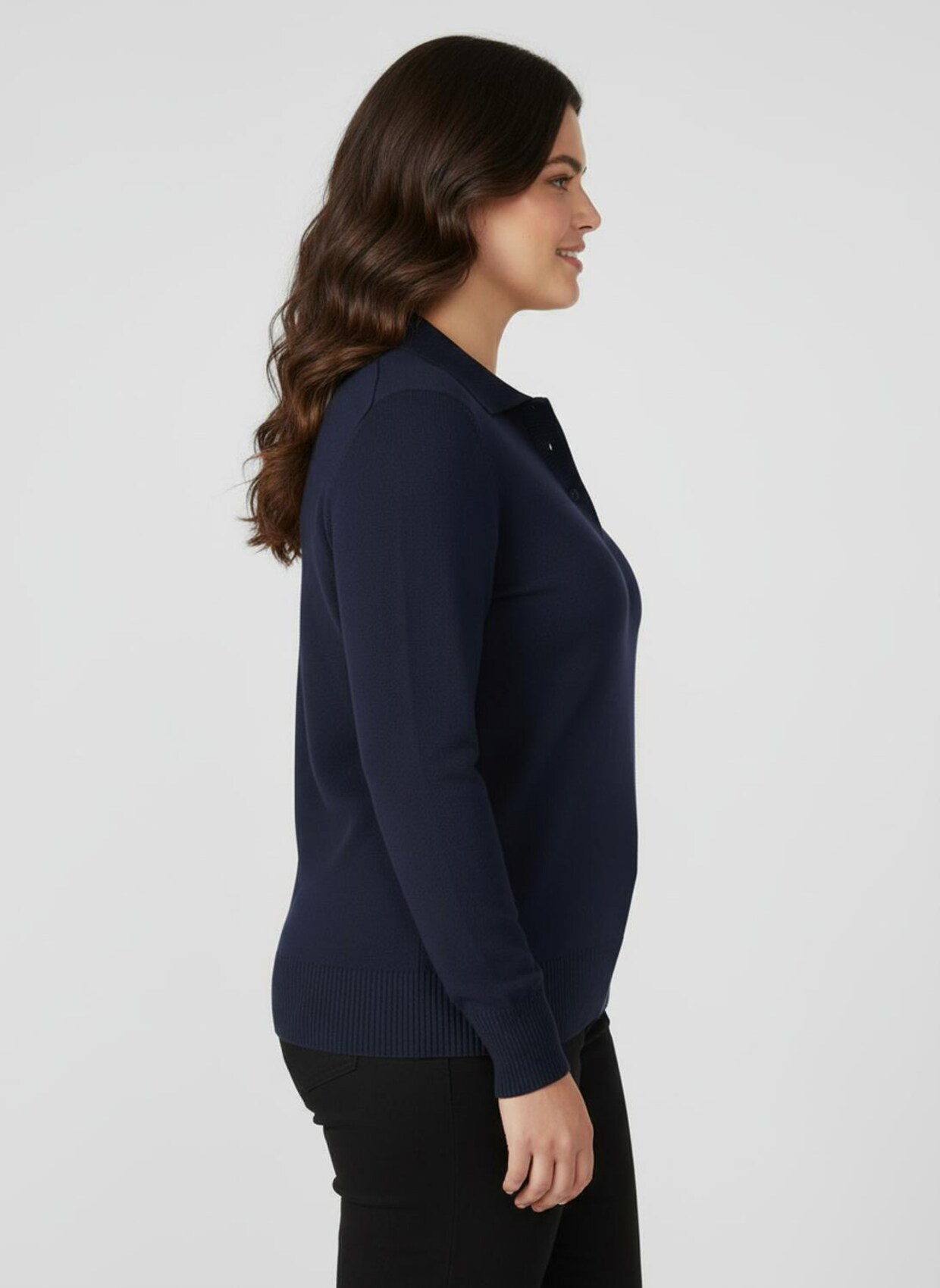 Polopullover mit kurzer Knopfleiste - marine