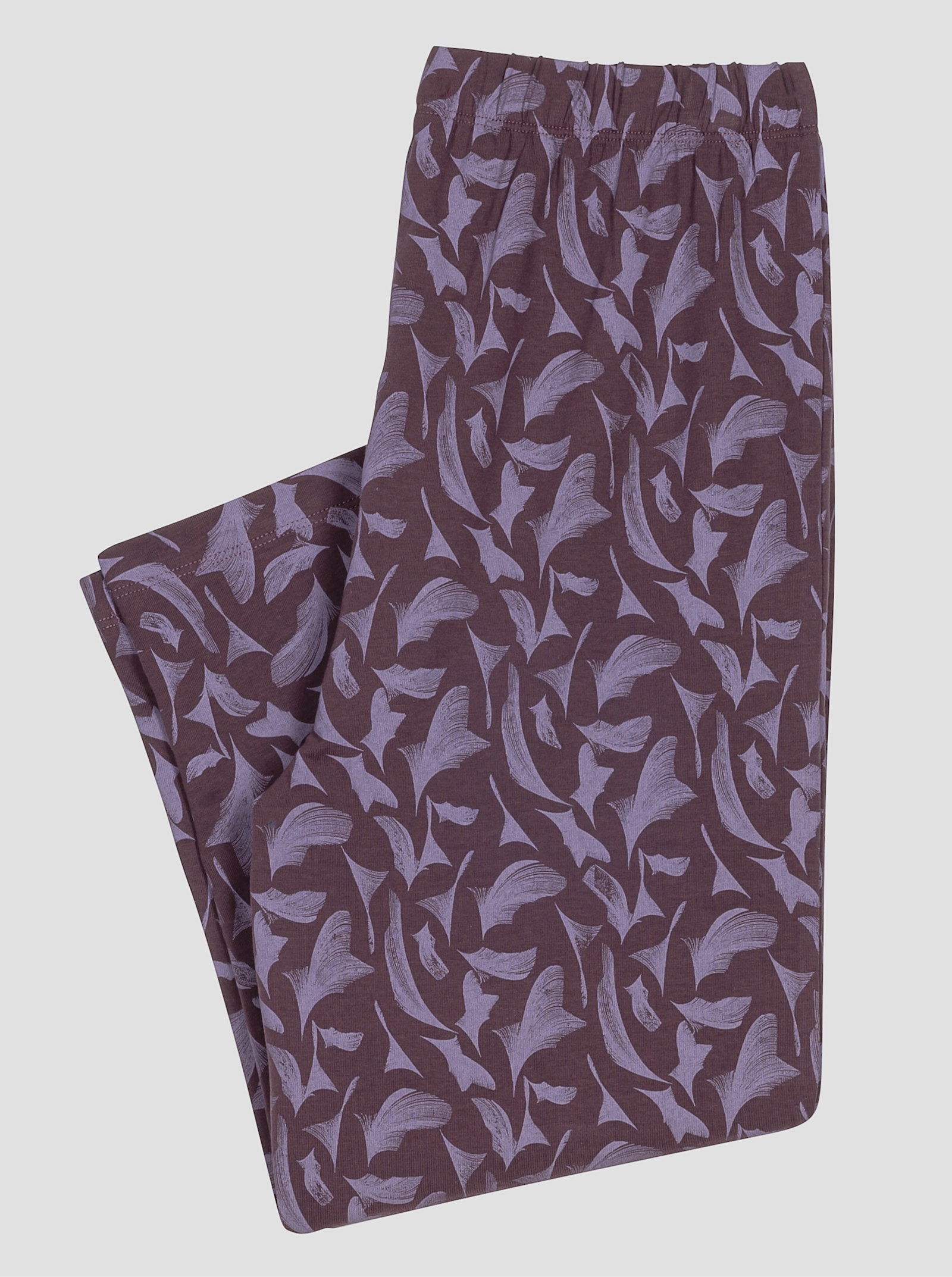 Caprileggings in Baumwoll-Qualität, elastisch - aubergine-feige-bedruckt