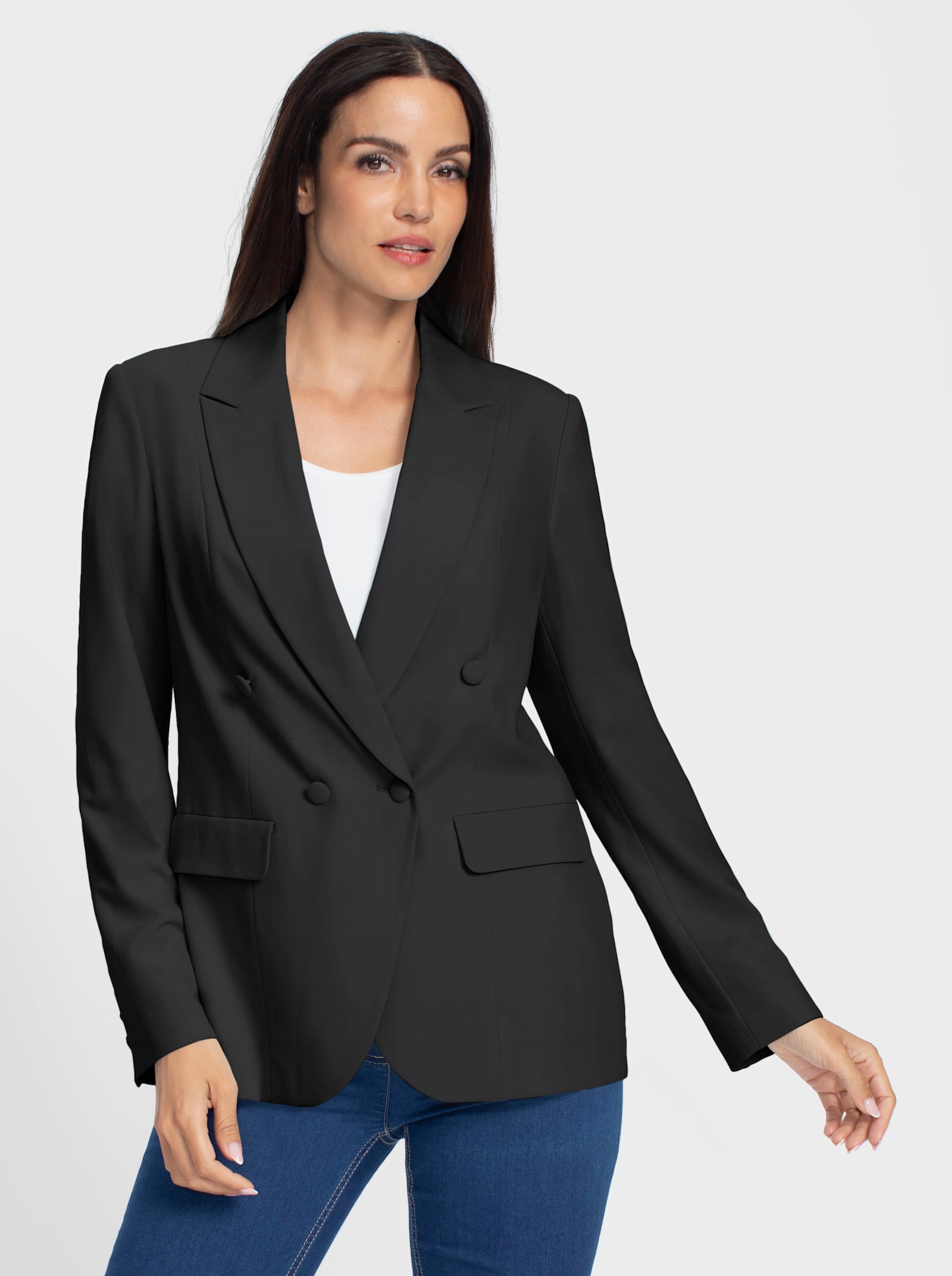 heine Blazer mit Saumschlitz hinten - schwarz