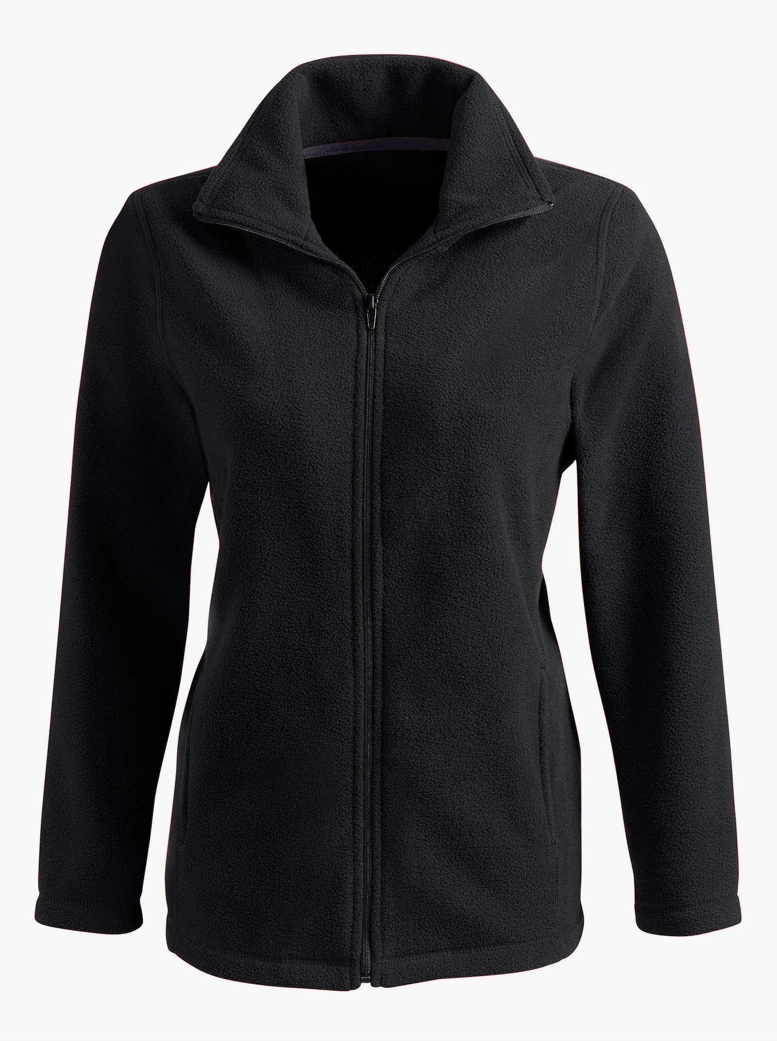 Fleecejacke mit zwei Taschen - schwarz