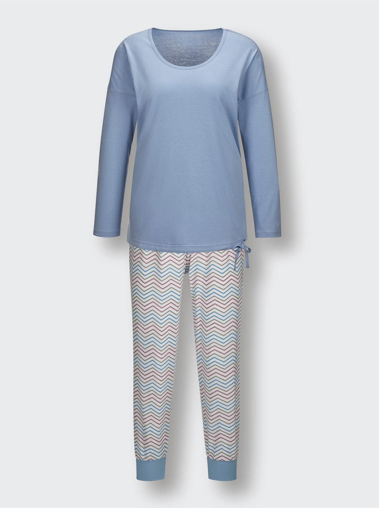 wäschepur Pyjama - bleu/mauve bedrukt
