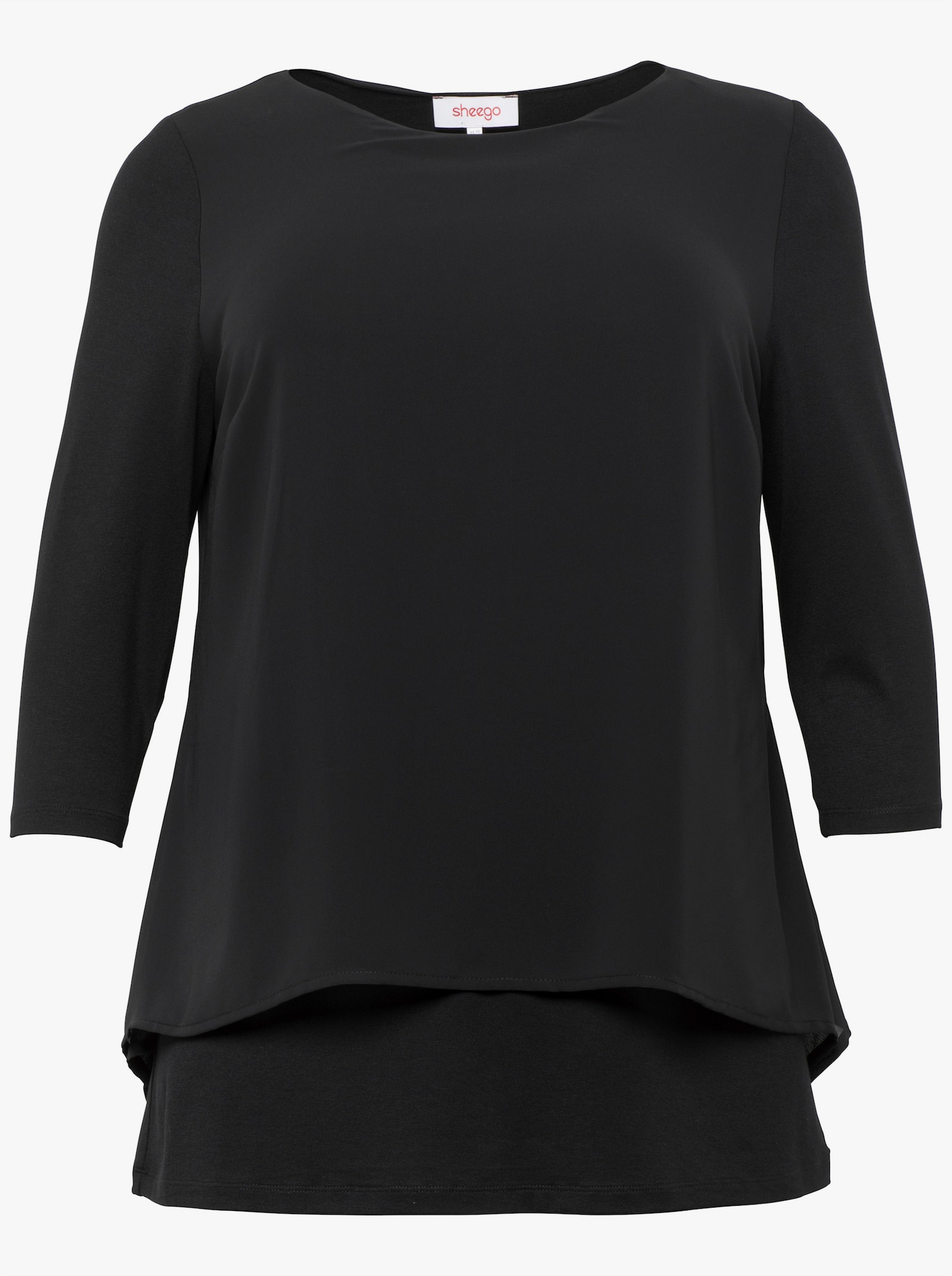 sheego Blusenshirt mit Zipfelsaum - schwarz