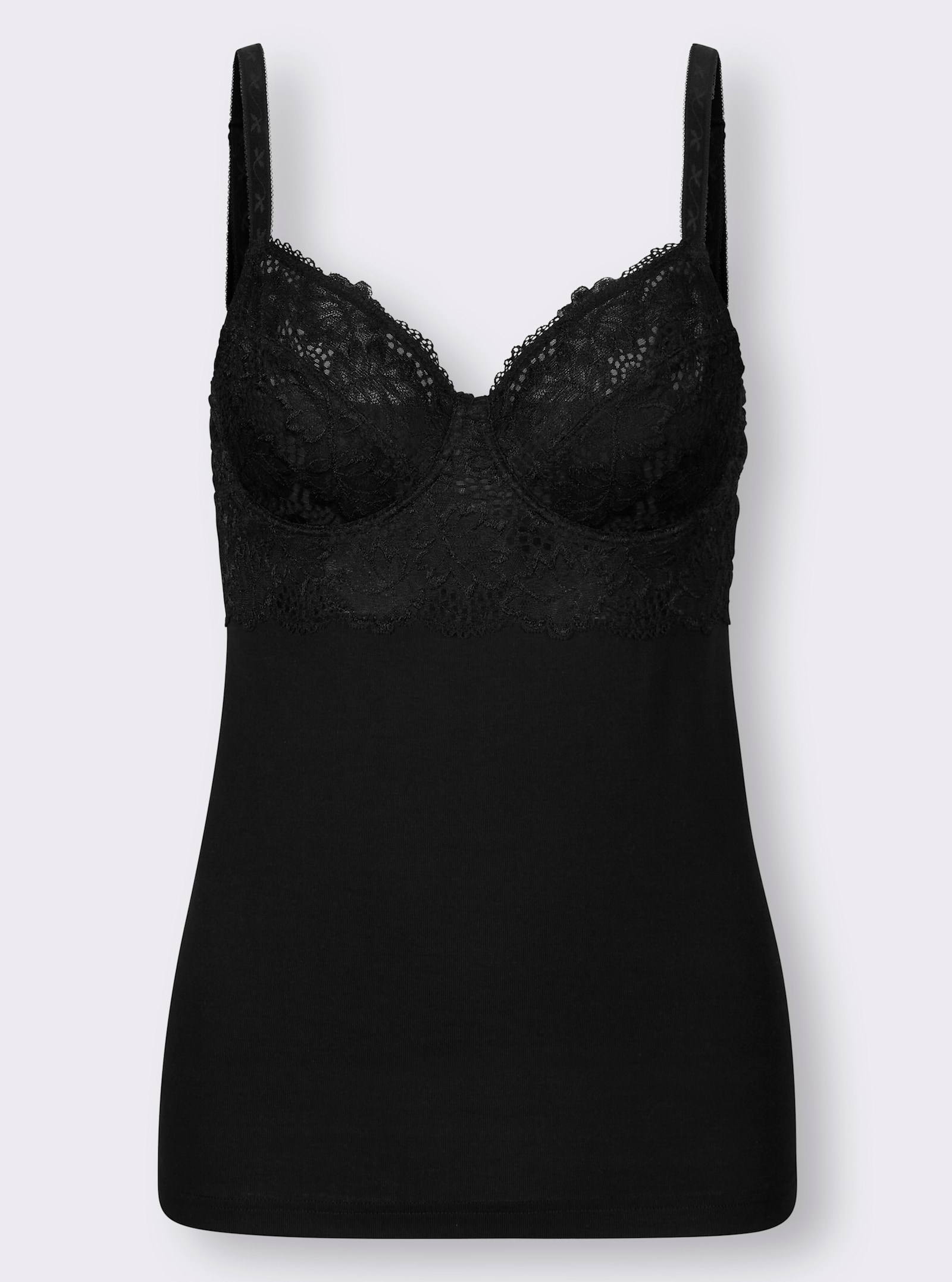 Nina von C. Behahemd met smalle sierbandjes - zwart