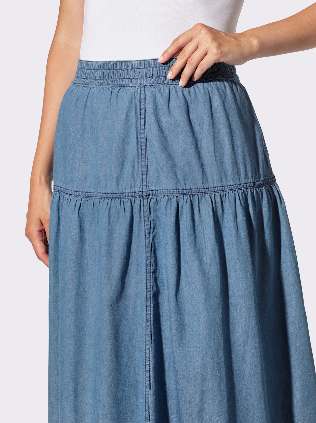 Jeansrock - blue-bleached + blue-stone-washed