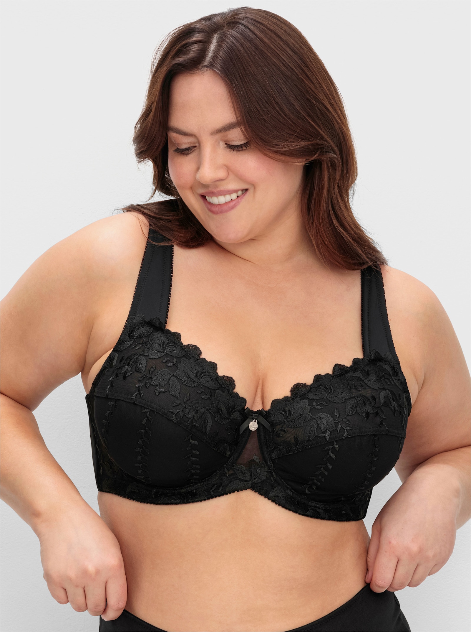 sheego Bügel-BH mit Spitze - schwarz