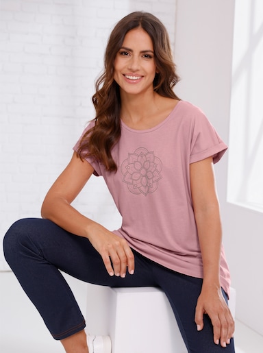 Freizeitshirt mit fixiertem Ärmelaufschlag - hortensie
