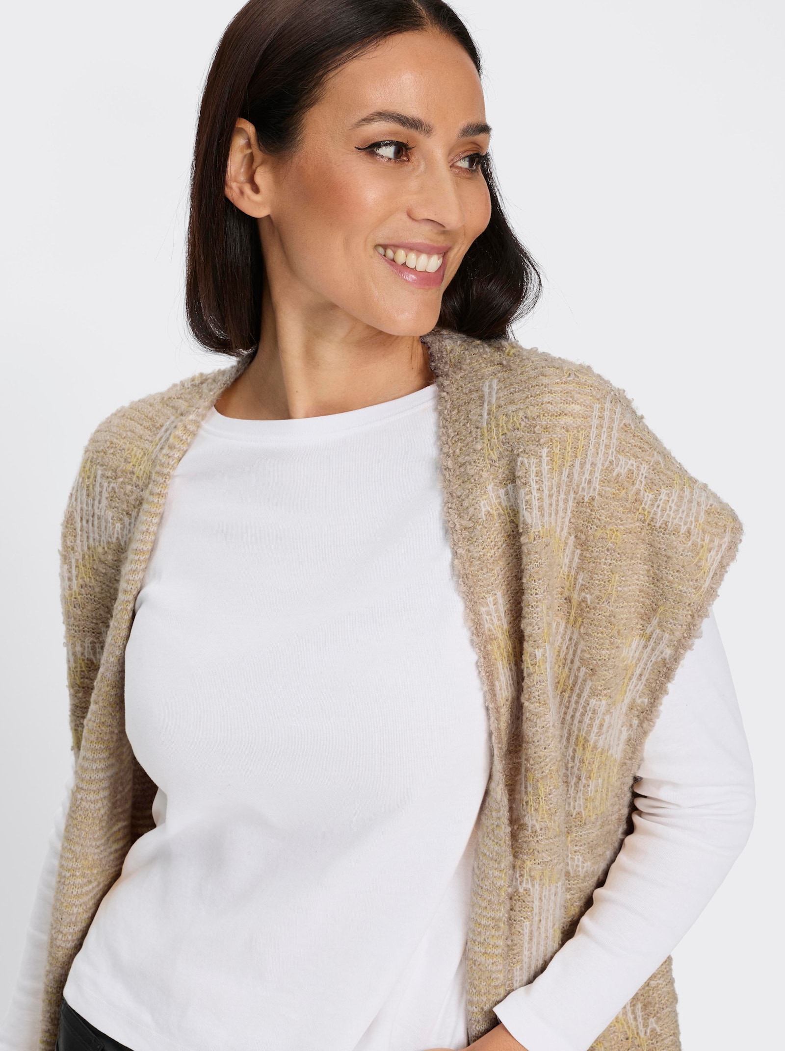 heine Strickweste - zitrone-champagner-gemustert