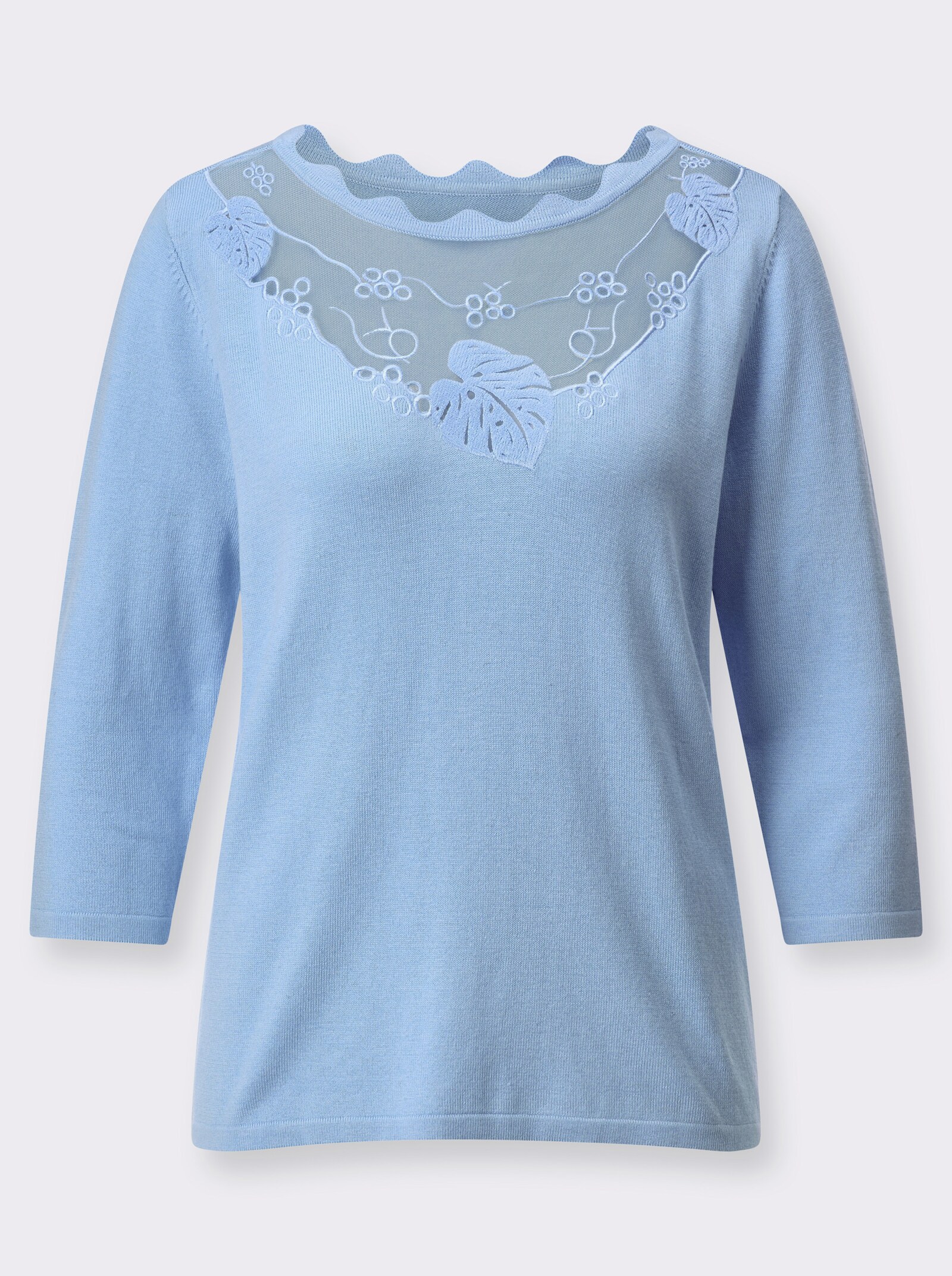 Feinstrickpullover mit Viskose in ECOVERO-Qualität - eisblau