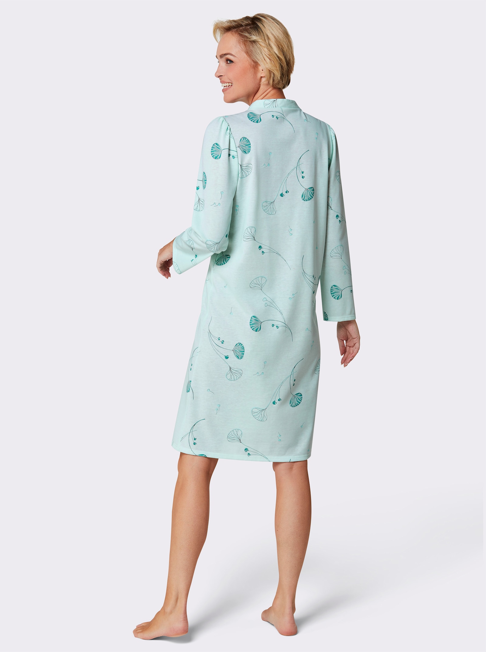 wäschepur Nachthemd in A-Linie - kalkmint-bedruckt