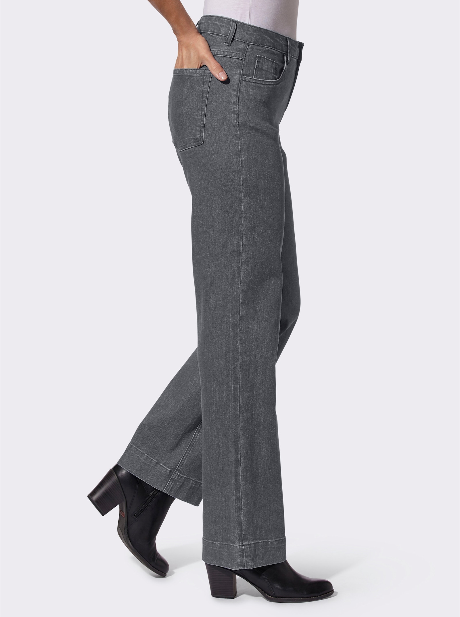 Jean avec jambes larges - gris pierre-gris-denim