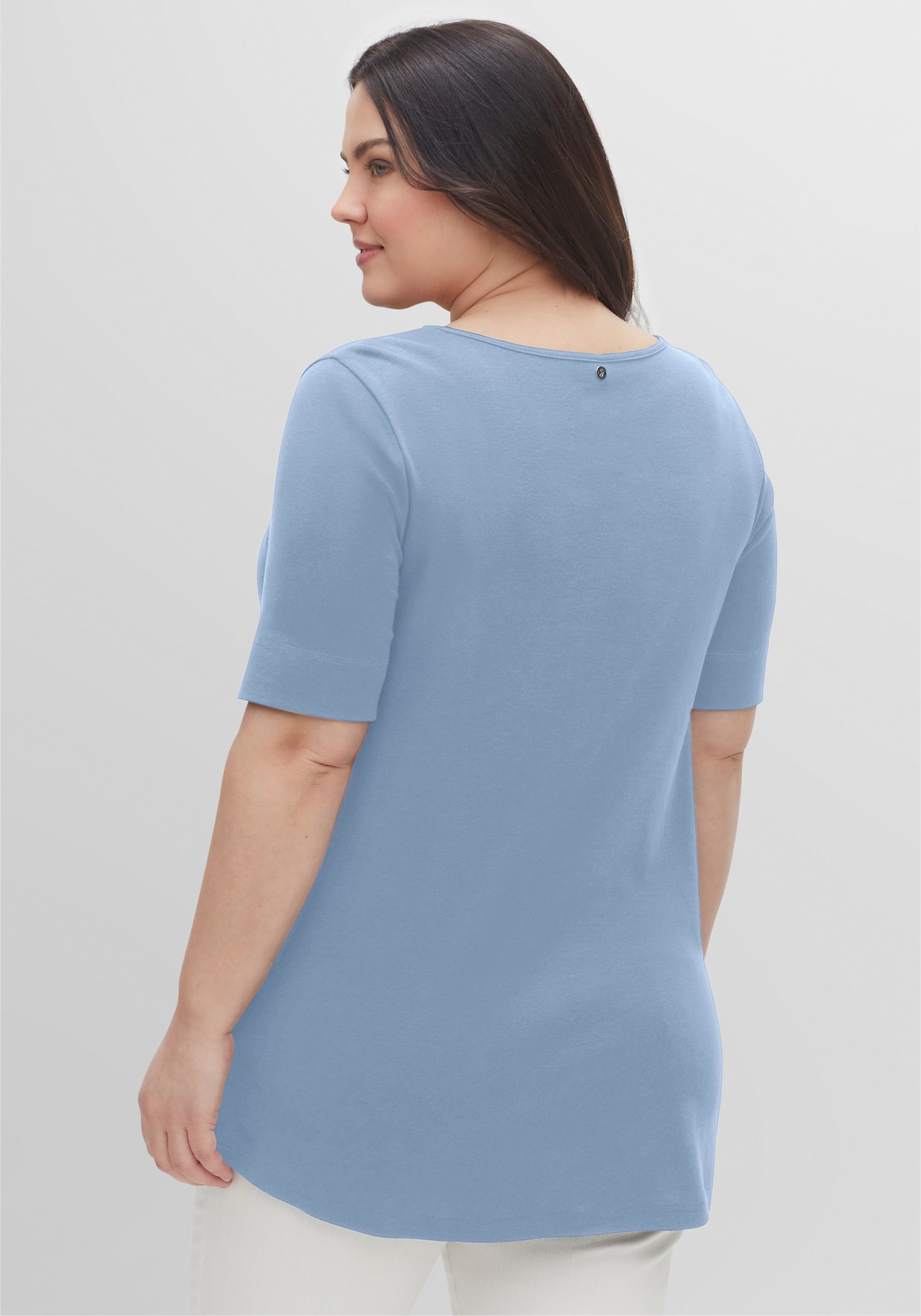 sheego Longshirt mit abgerundetem Saum - bleu