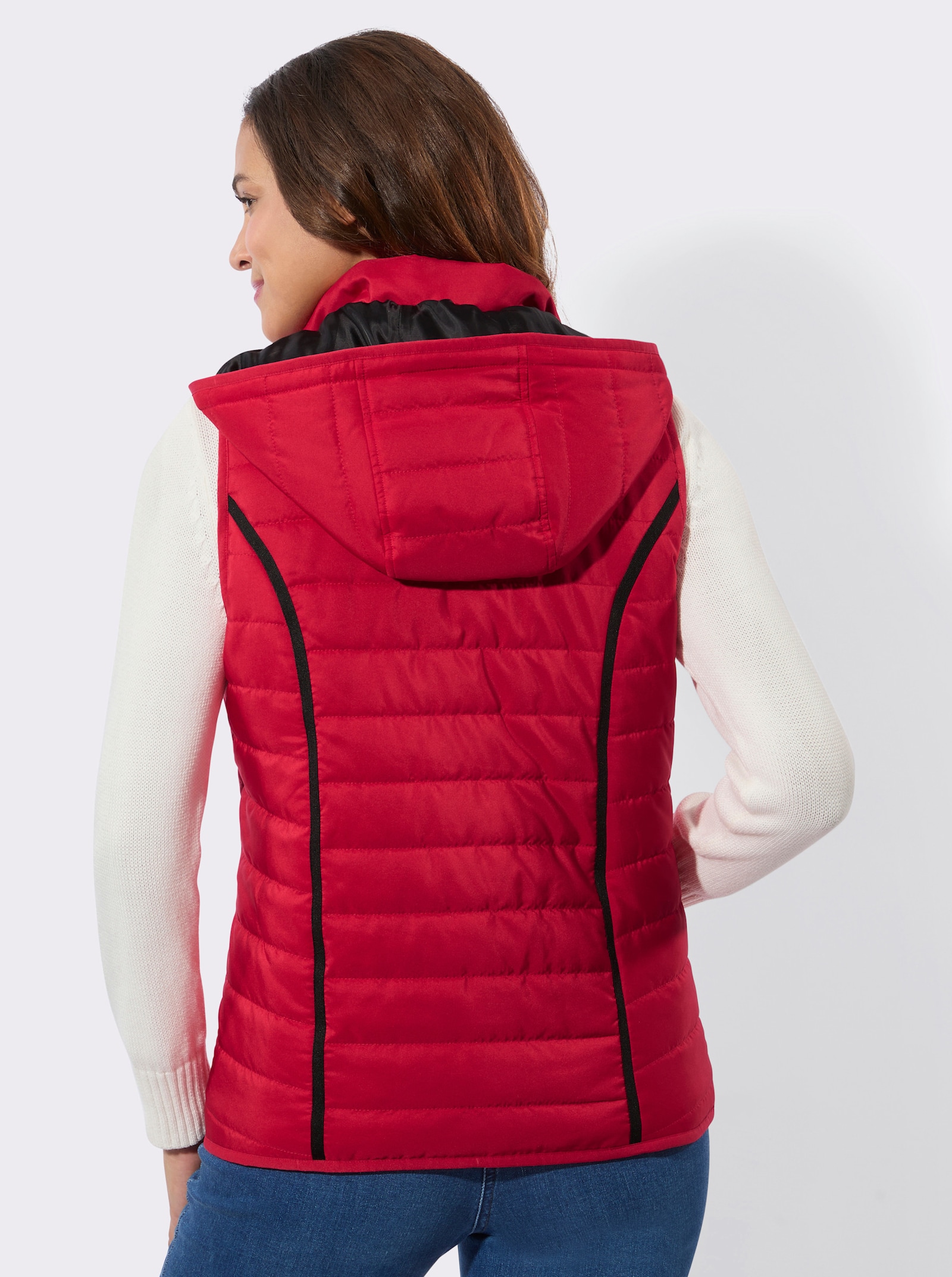 Steppweste mit abnehmbarer Kapuze - rot