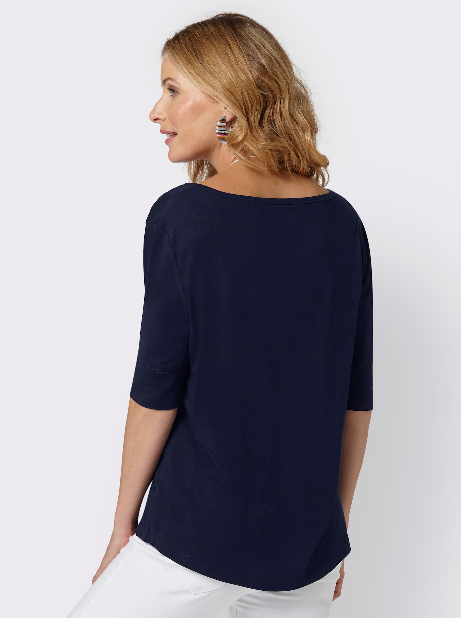 T-Shirt mit zweilagigem Ärmelbündchen - schwarz