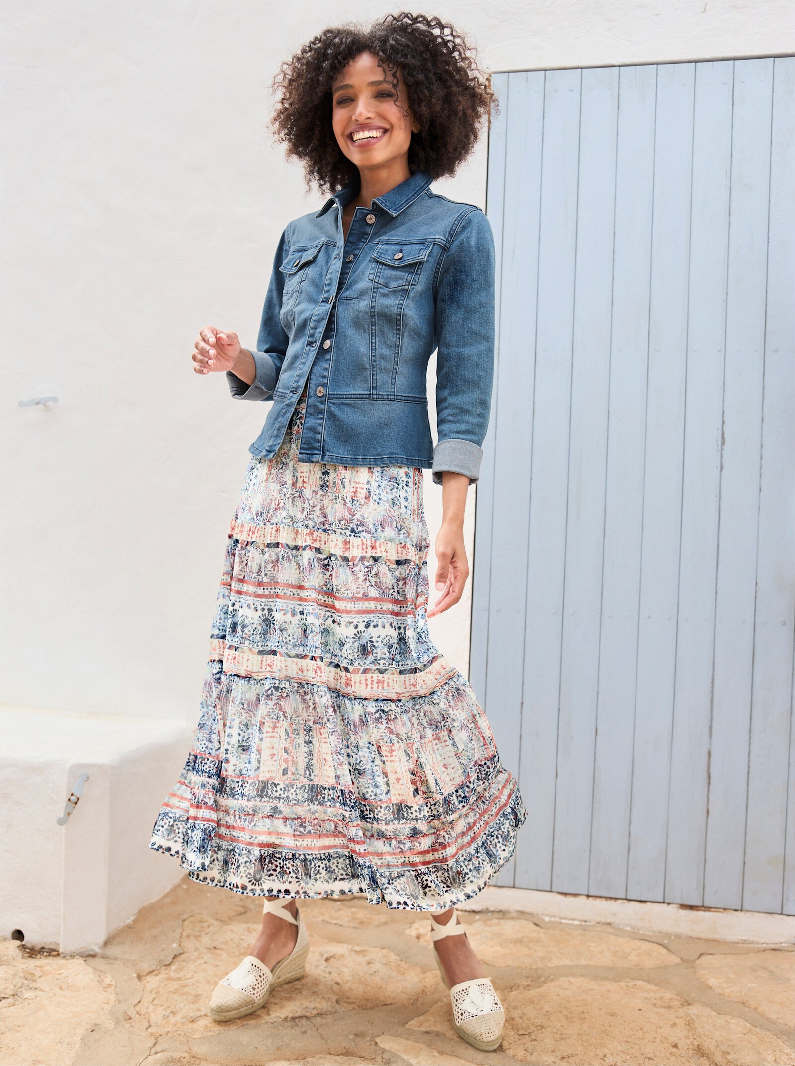 heine Jeansjacke mit Schößchen - blue-bleached