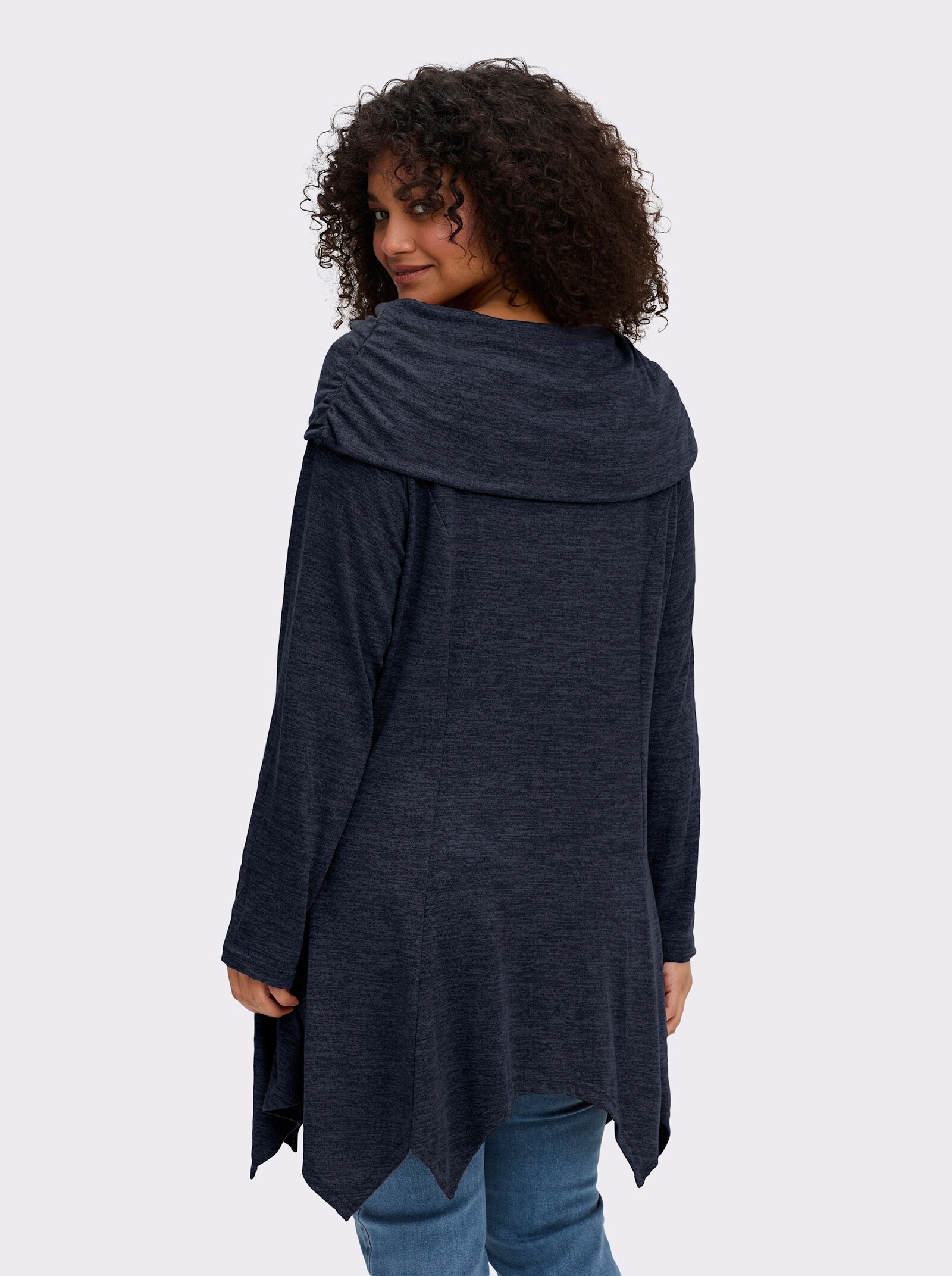 sheego by Joe Browns Longsweatshirt im Strick-Look - marine-jeansblau-meliert