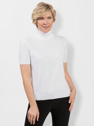 Rollkragenpullover mit kurzen Ärmeln - ecru