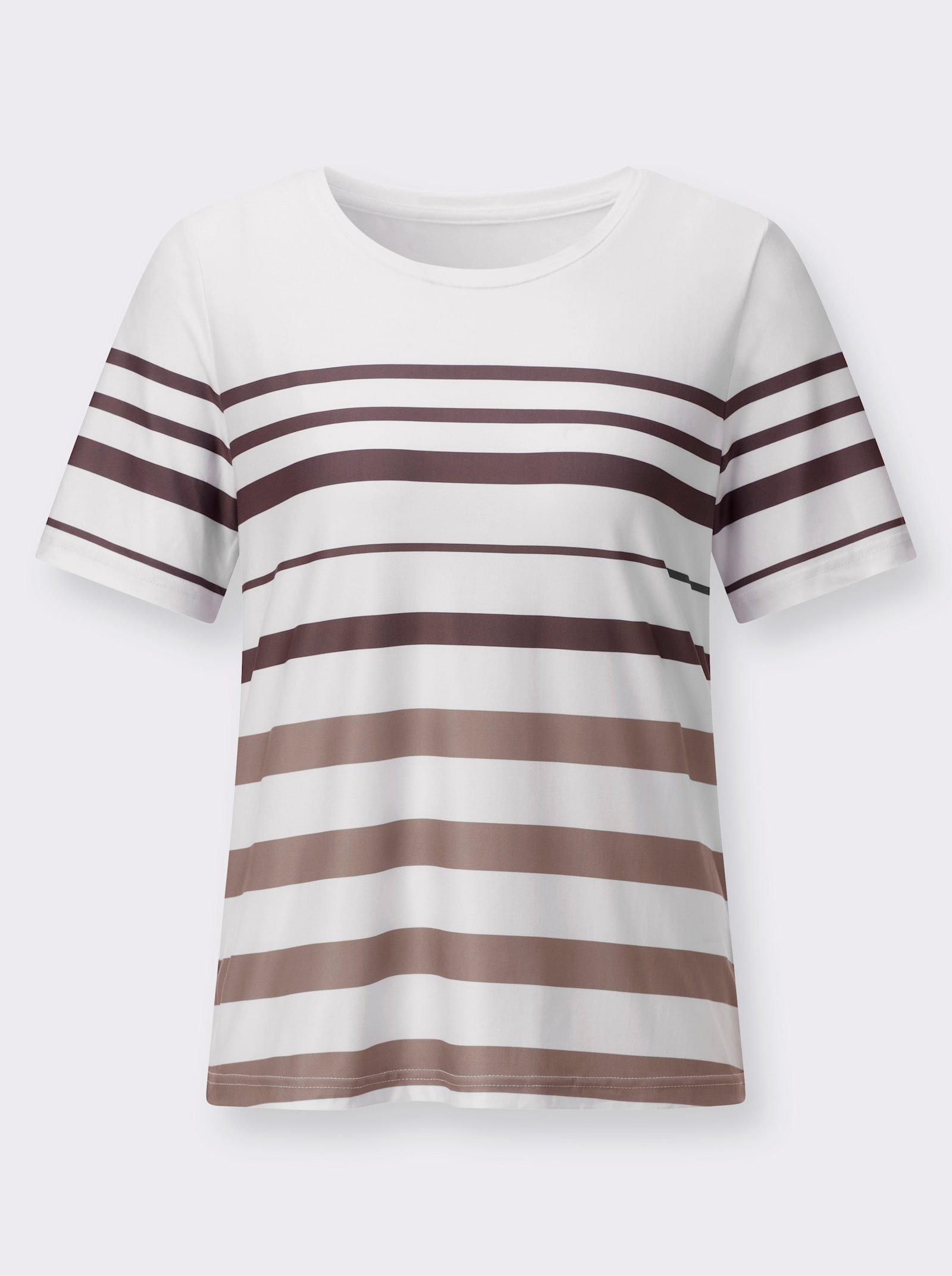 Ringelshirt mit recyceltem Polyester - sesam-weiß-geringelt