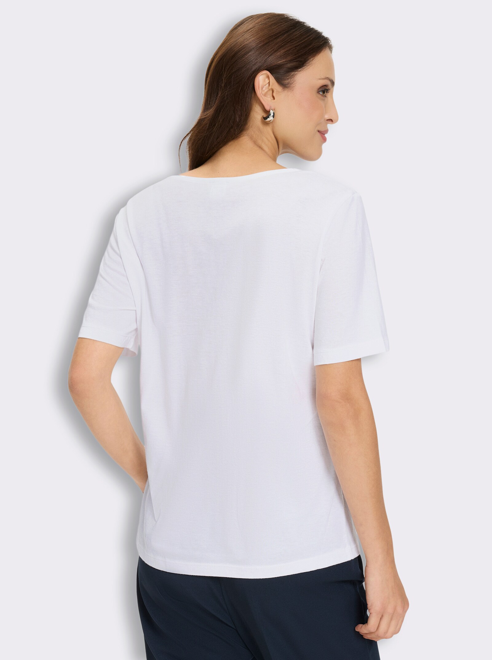 Kurzarmshirt im Modal-Mix - ecru-aqua-bedruckt