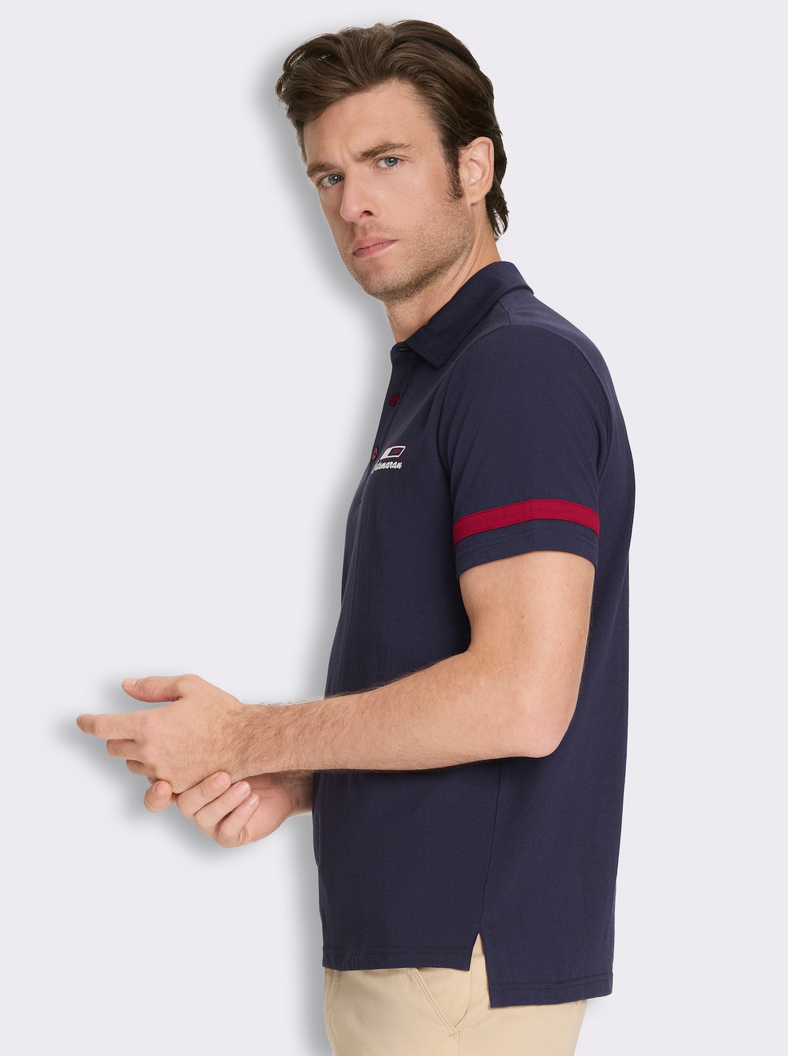 Poloshirt mit Print - marine-kirsche