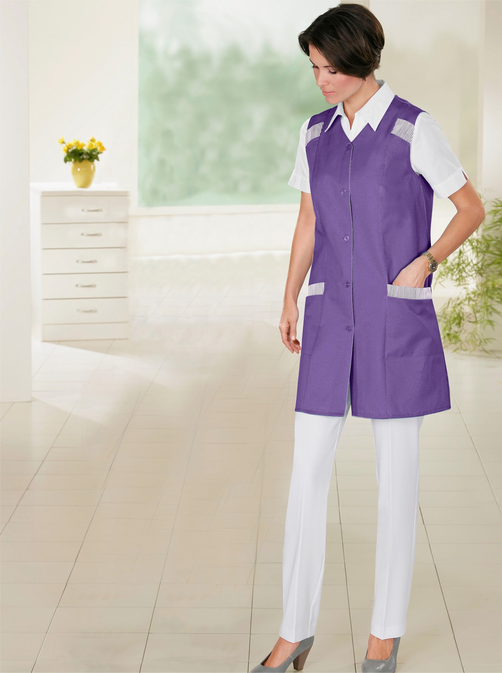 Schort met opgestikte zakken - paars