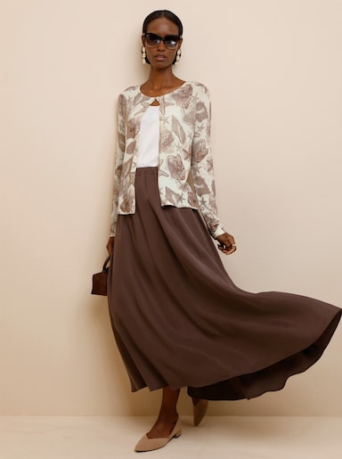 Cardigan mit Hakenverschluss - champagner-sesam-bedruckt