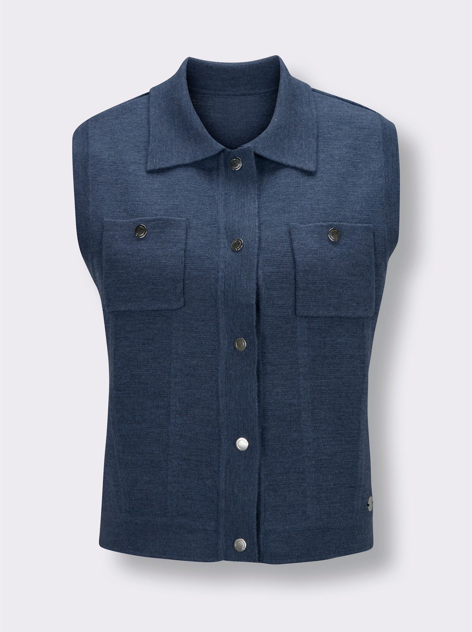 CREATION L PREMIUM Strickweste aus Wolle - rauchblau-meliert