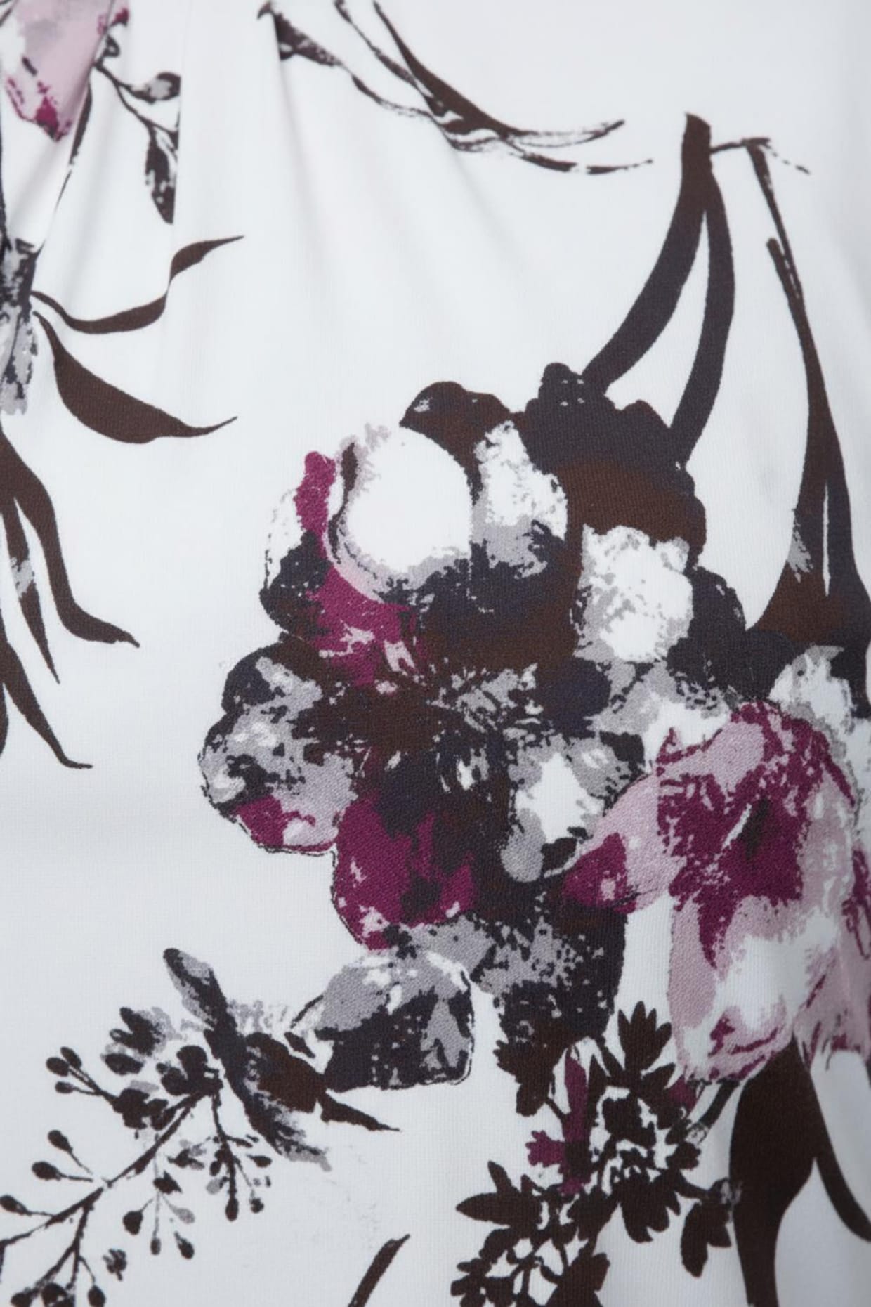 3/4-Arm-Shirt mit elastischen Abschlüssen - weiß-magenta-bedruckt