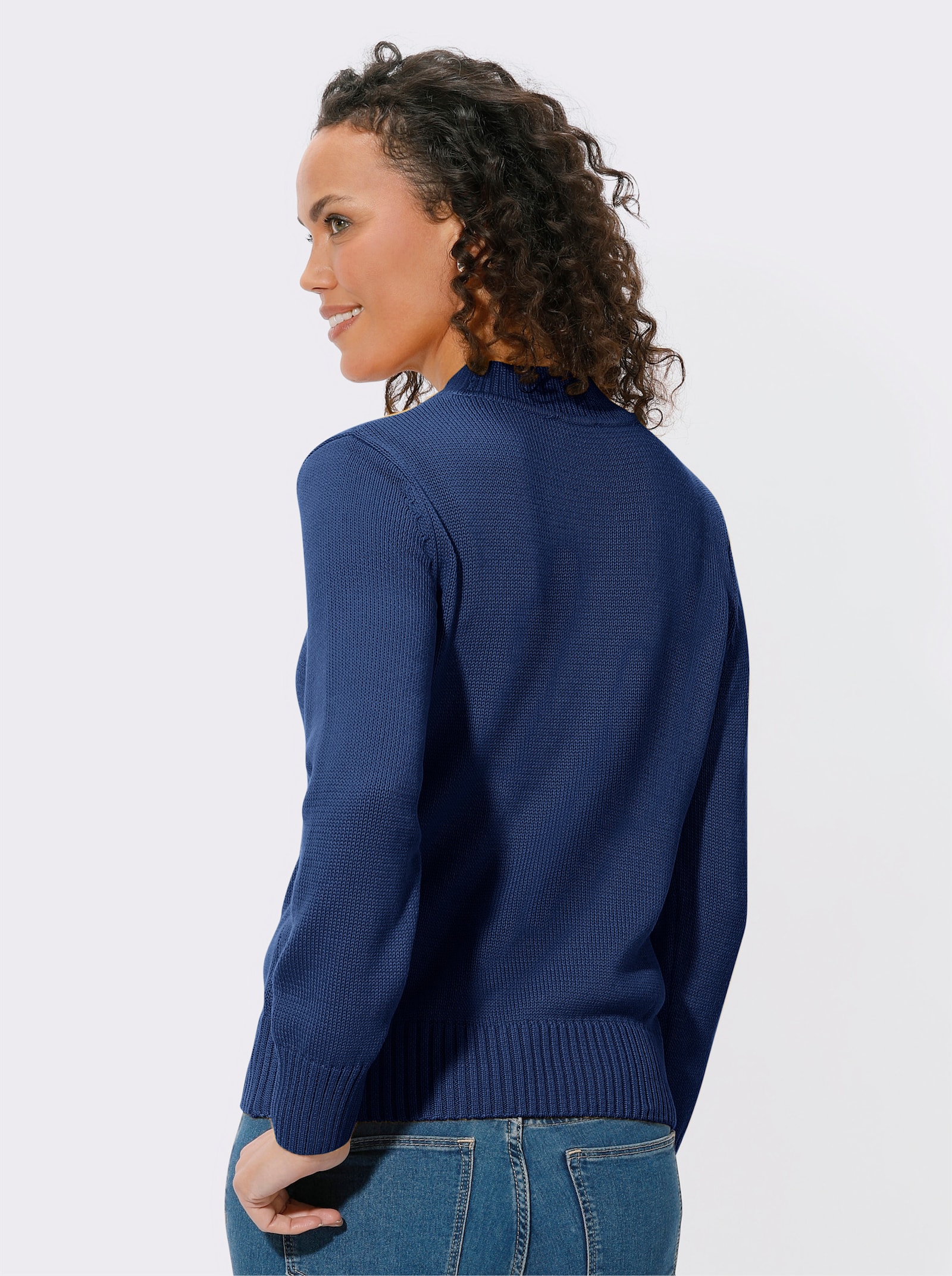 Stehkragenpullover mit Baumwolle - royalblau